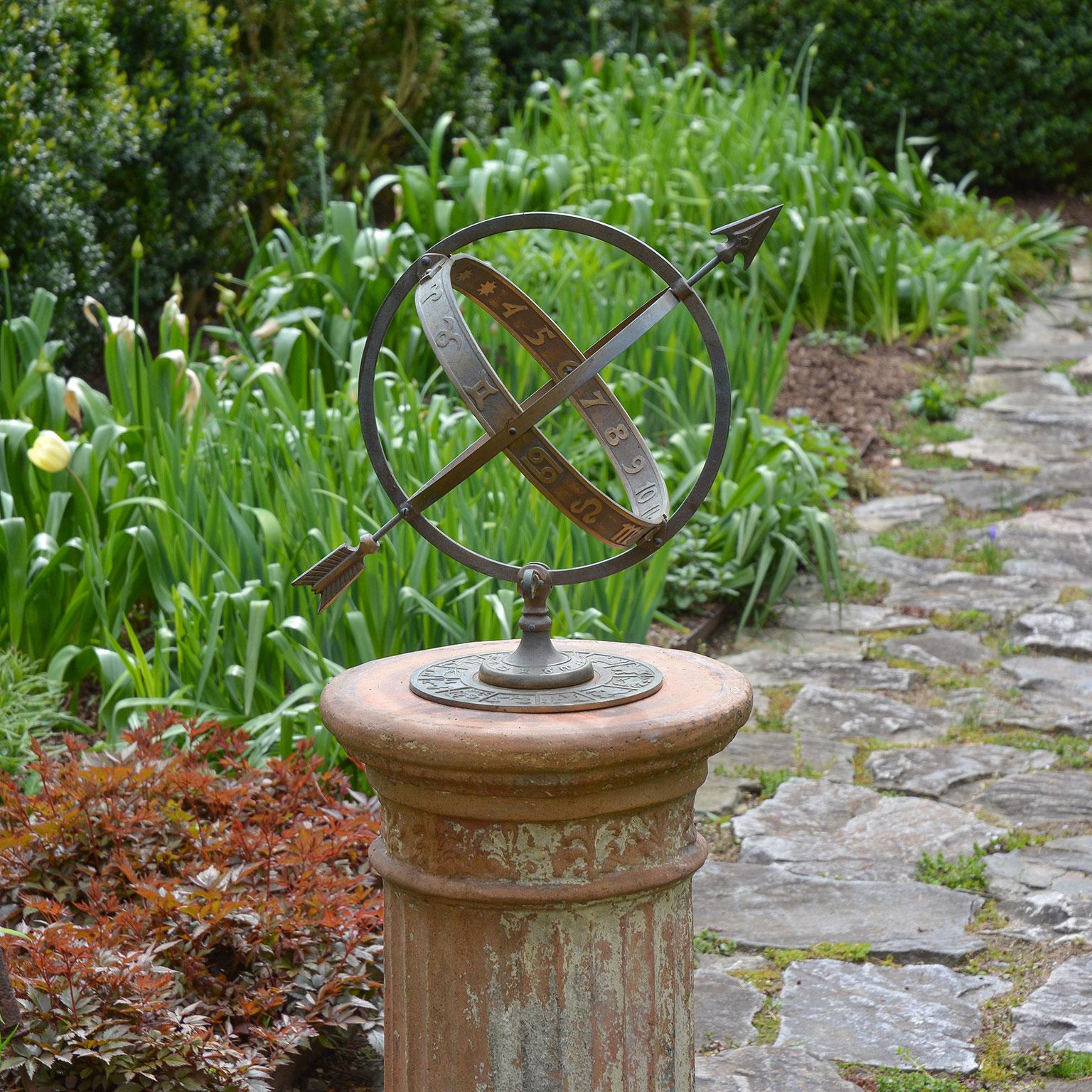 Neoclassical Bronze Armillary Sphere on Base