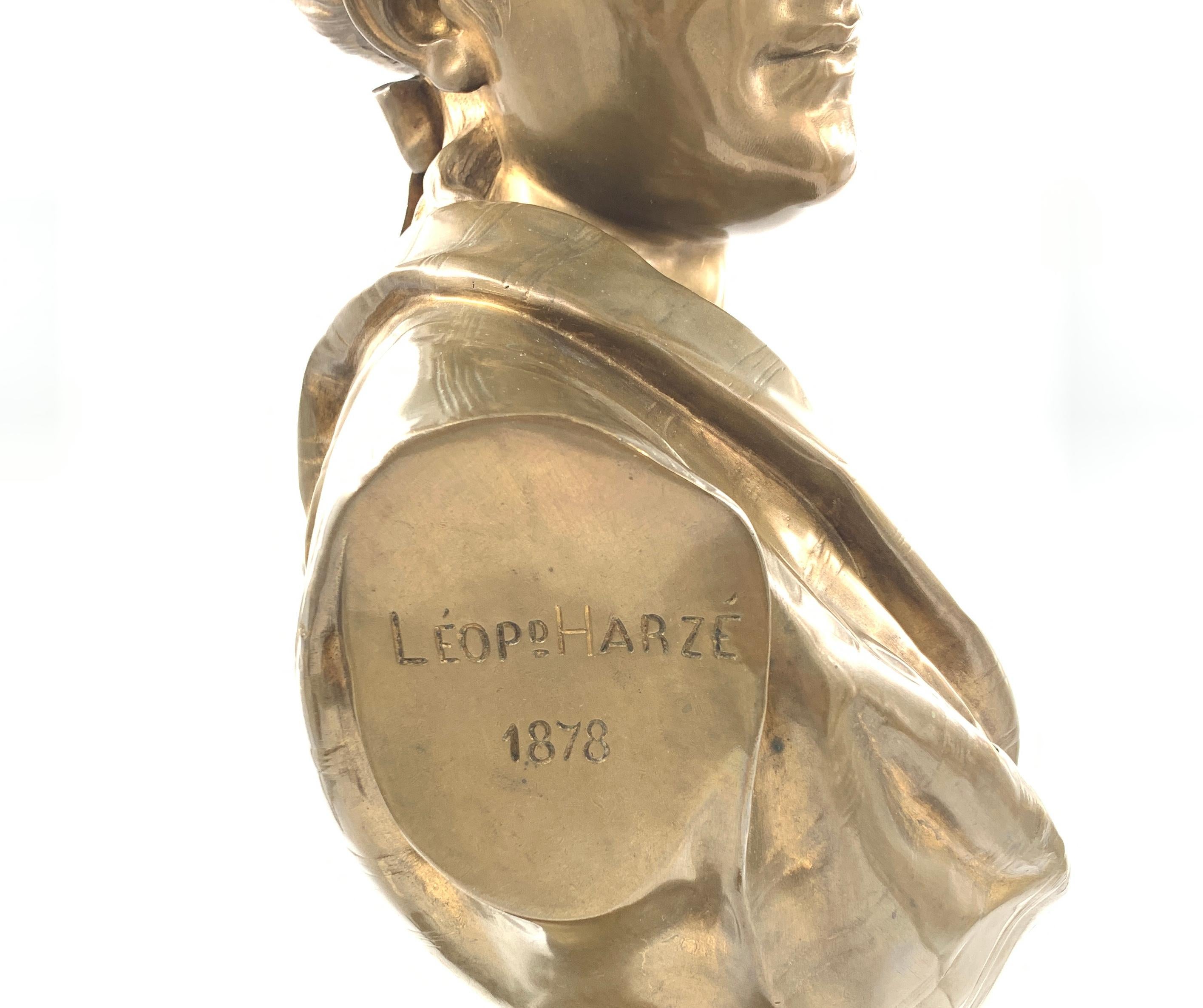Belgian Bronze Buste of a Lady by Leopold Harzé