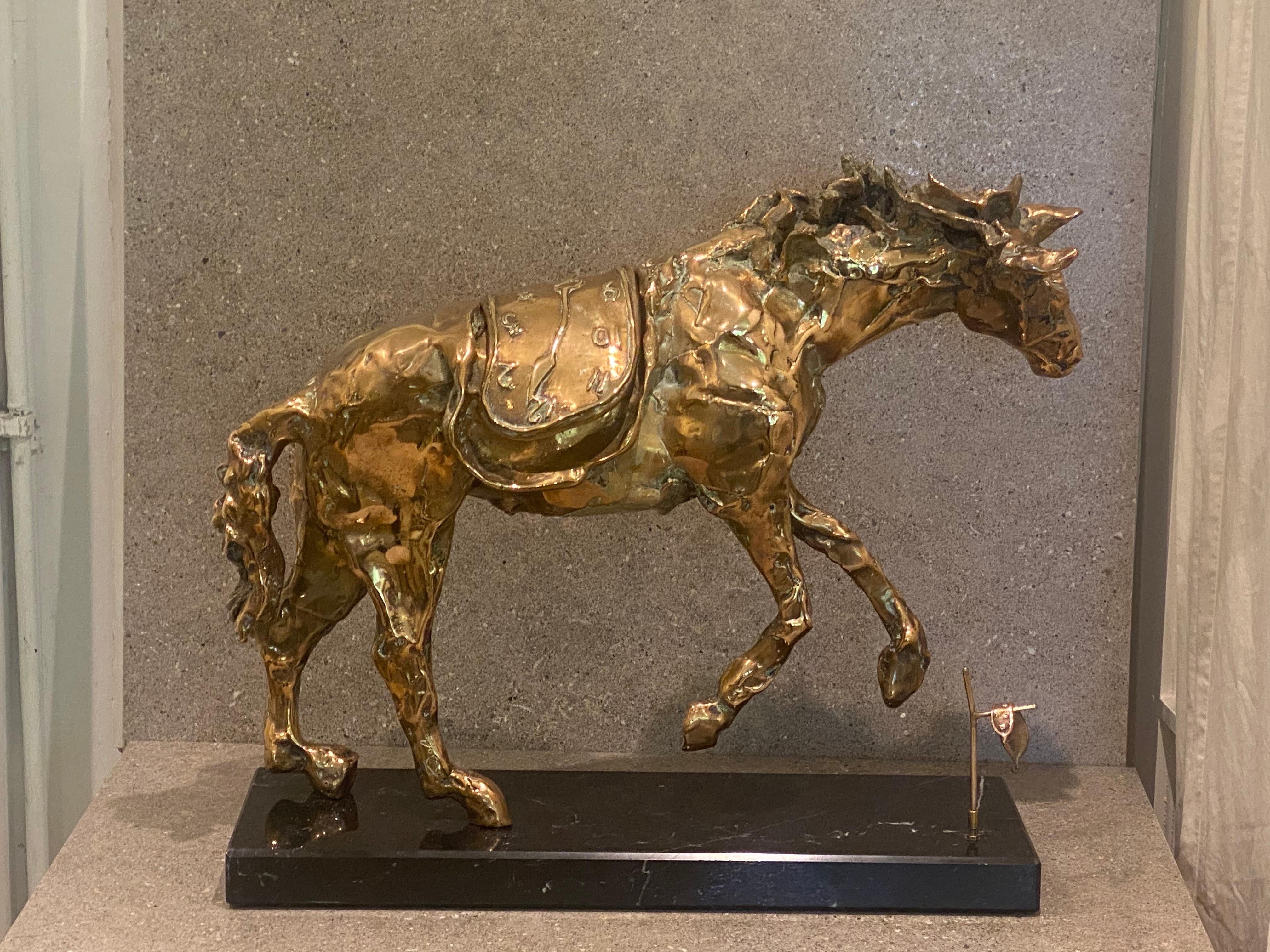 Bronze de Salvador Dal cheval cabré avec le temps 1980, certificat d'enchère 6