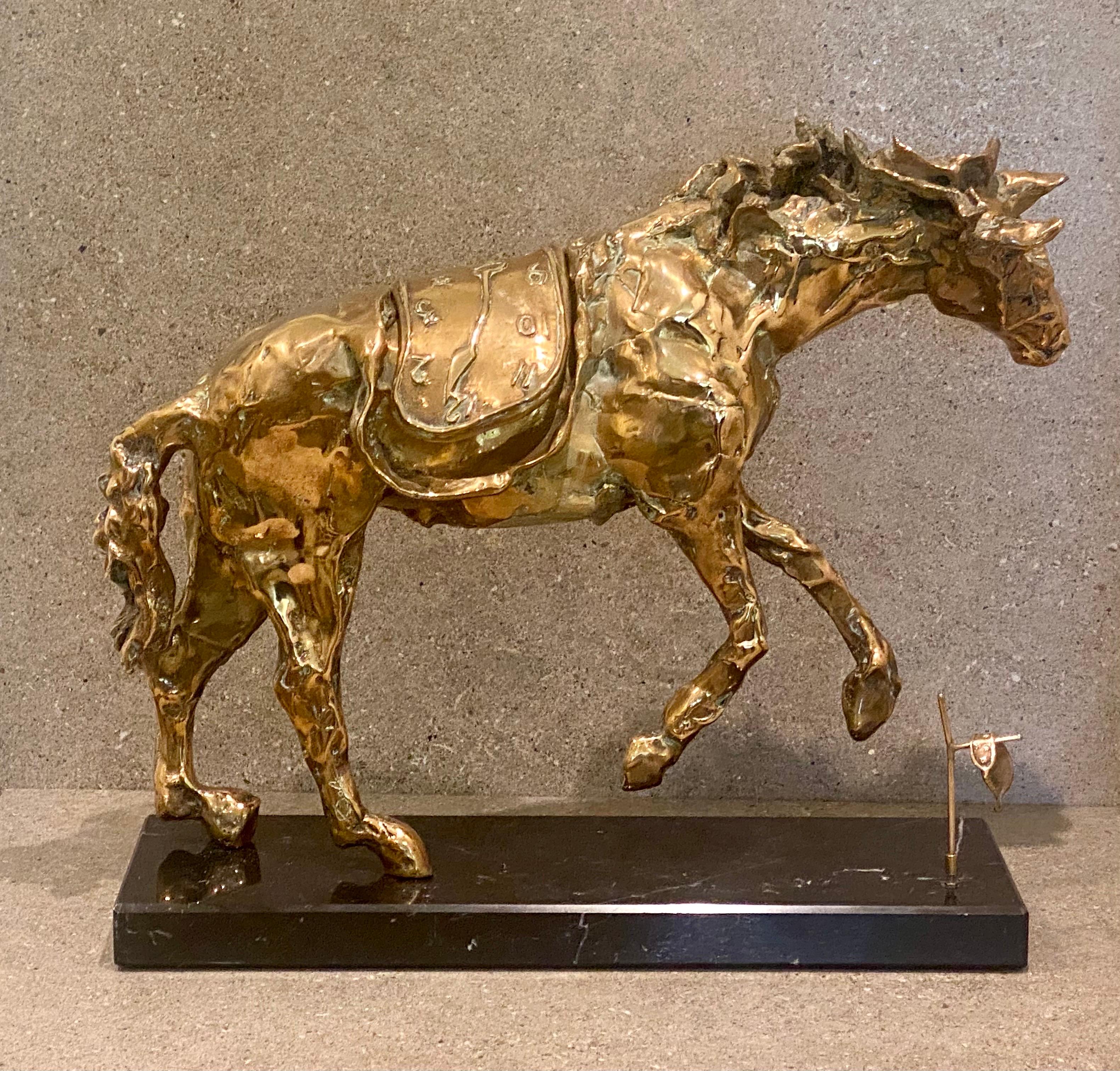 Bronze de Salvador Dal cheval cabré avec le temps 1980, certificat d'enchère Excellent état à London, GB