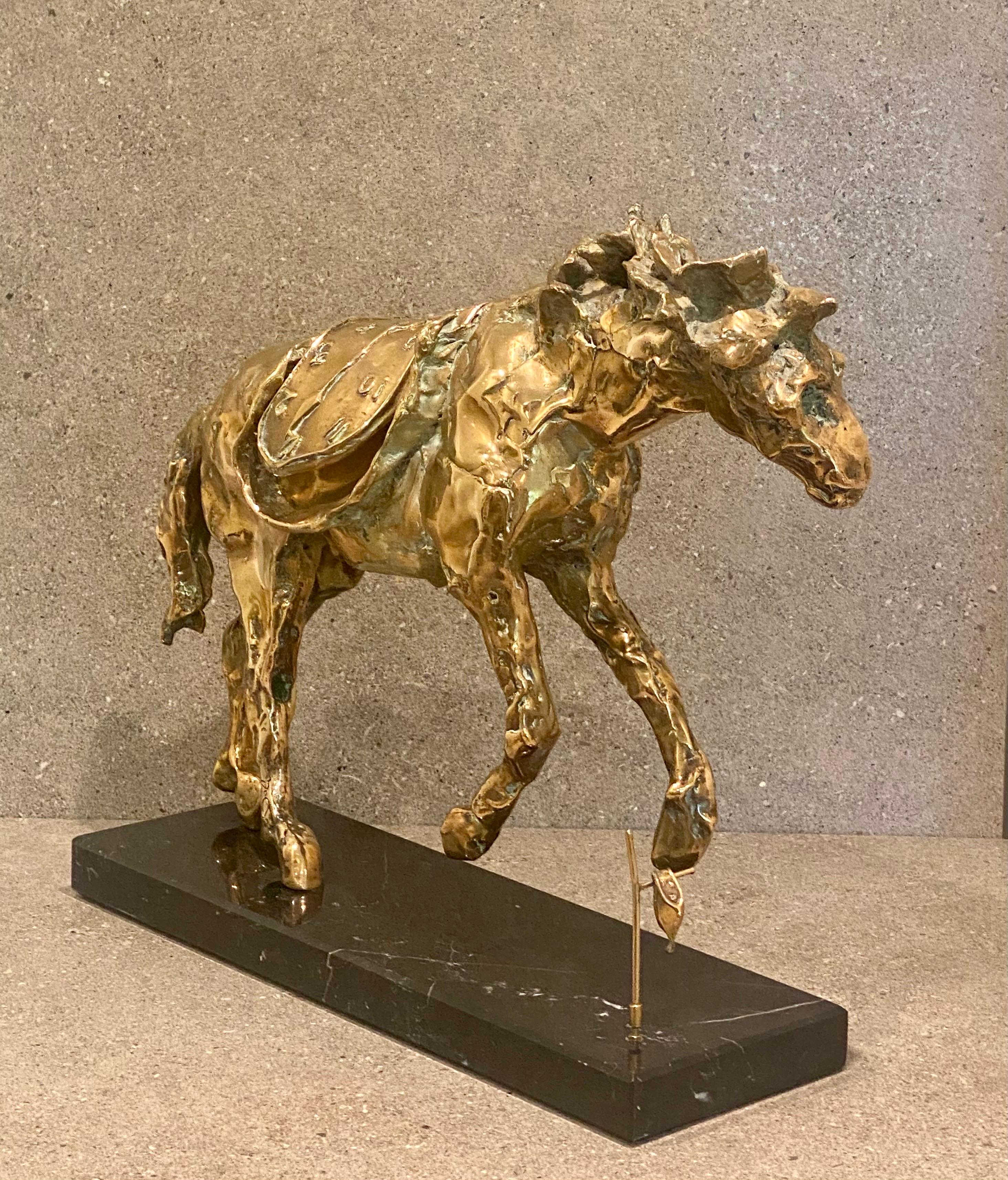 Fin du 20e siècle Bronze de Salvador Dal cheval cabré avec le temps 1980, certificat d'enchère