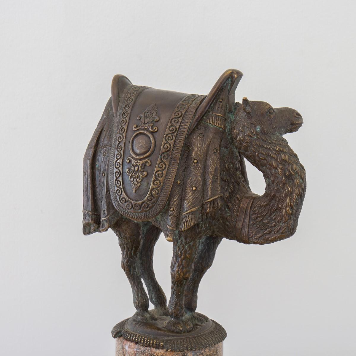 Bronze Casting of a Camel on a 19th Century Marble Base 1