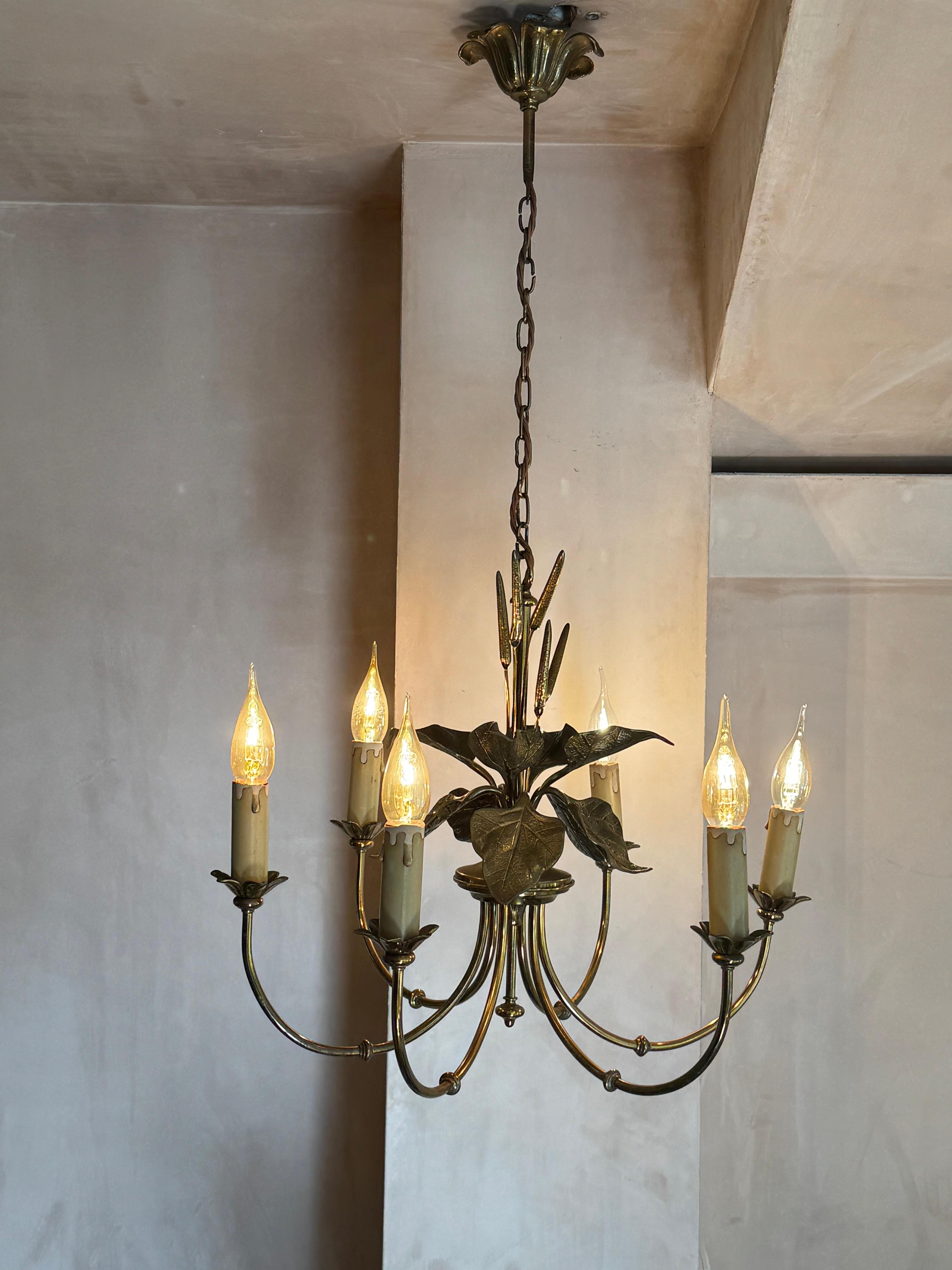 Mid-Century Modern A bronze chandelier attributed to Maison Charles For Sale