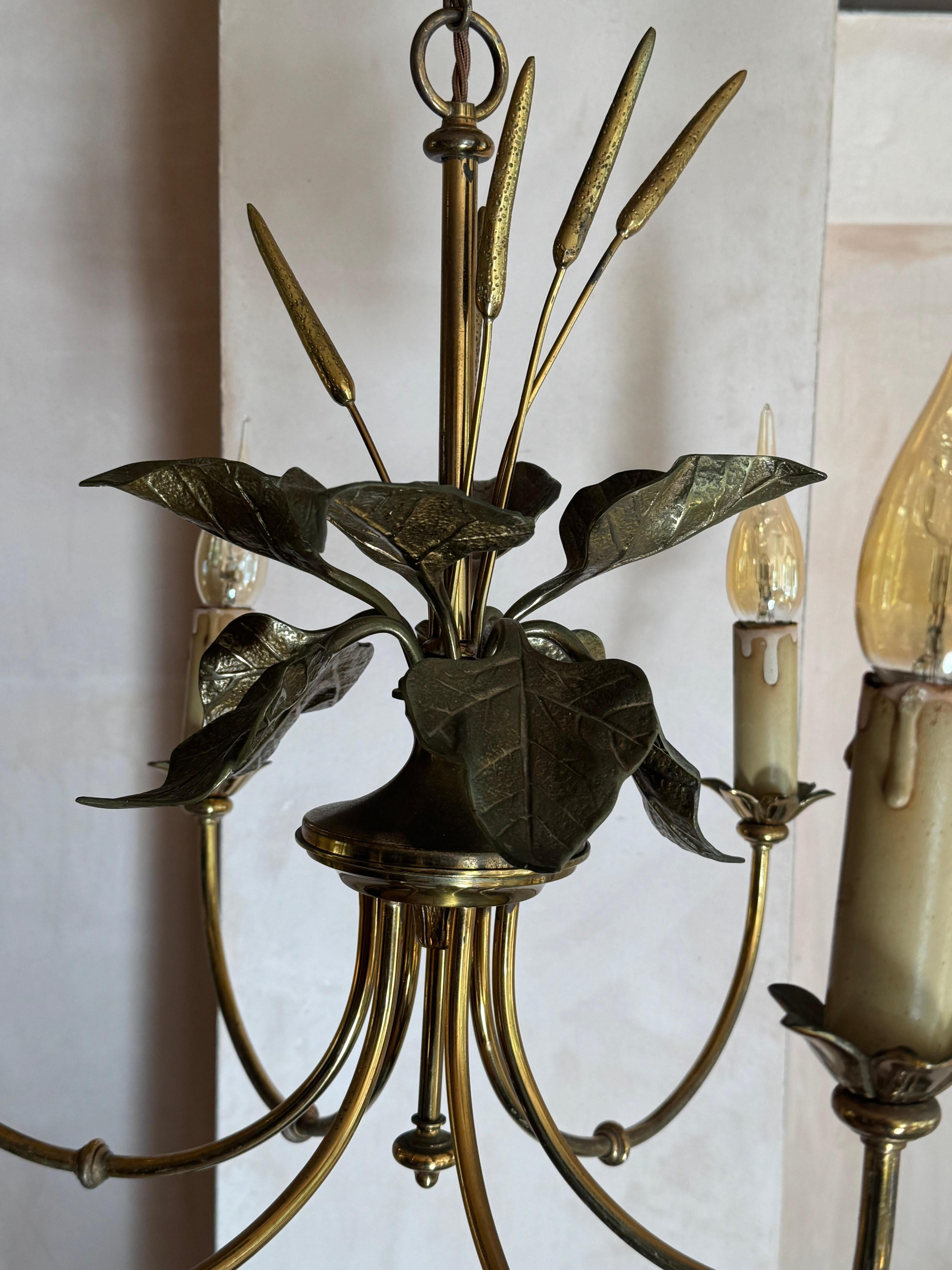 Bronzed A bronze chandelier attributed to Maison Charles For Sale
