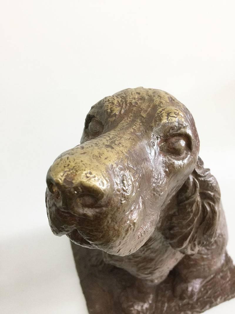 Britannique Statue en bronze d'un épagneul cocker:: Statue d'un chien