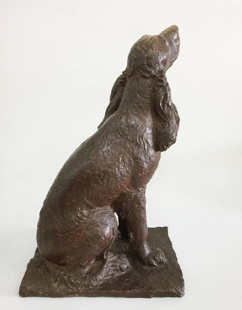 Bronze Statue en bronze d'un épagneul cocker:: Statue d'un chien