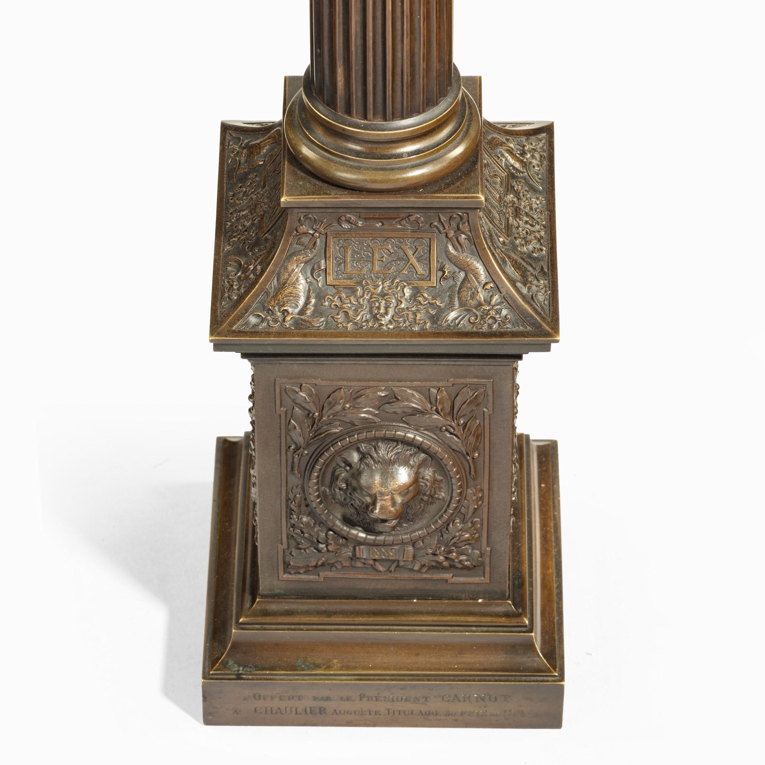 Bronze Column Depicting ‘La Colonne de la Republique’ Dated 1889, after Paul L For Sale 6