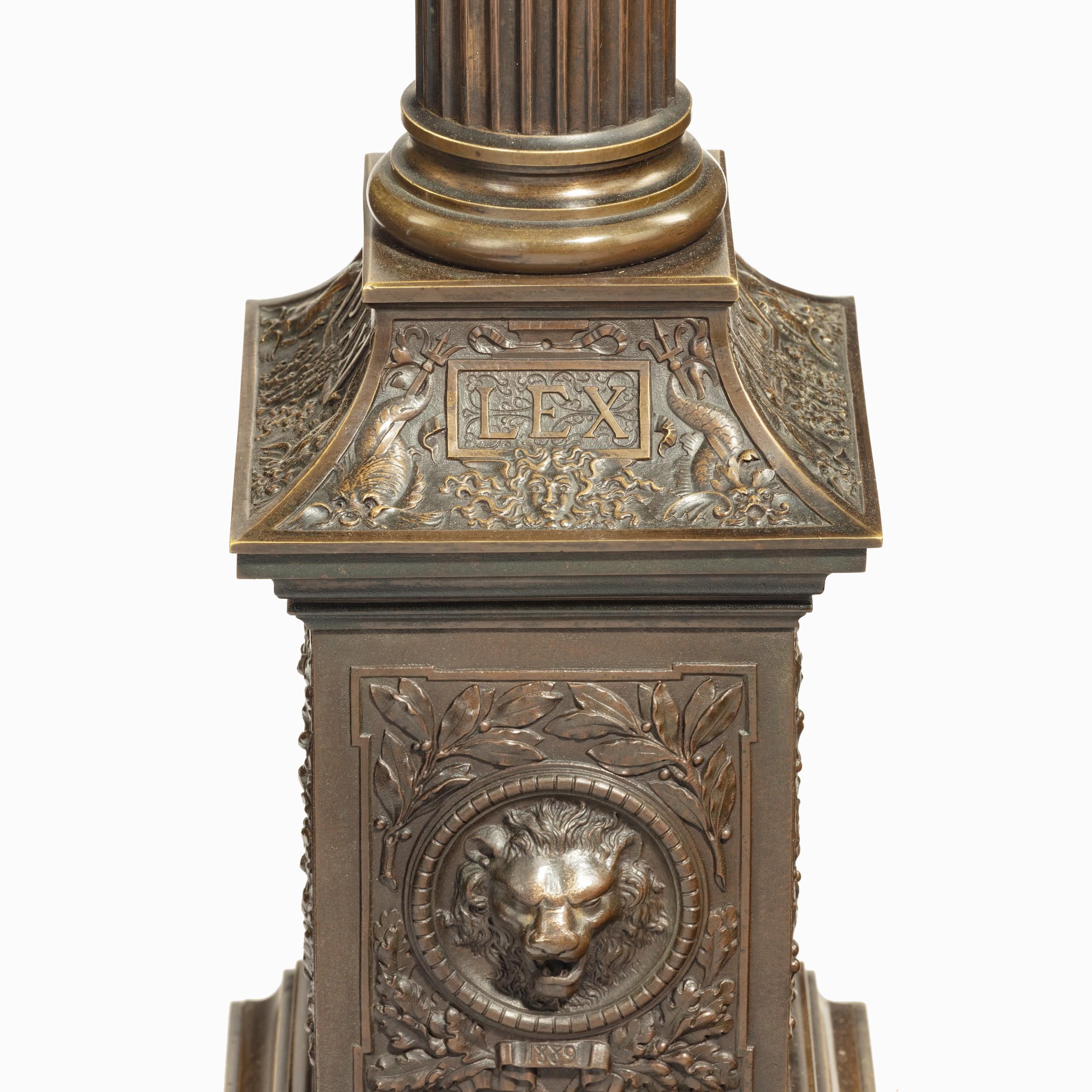 Bronze Column Depicting ‘La Colonne de la Republique’ Dated 1889, after Paul L For Sale 7