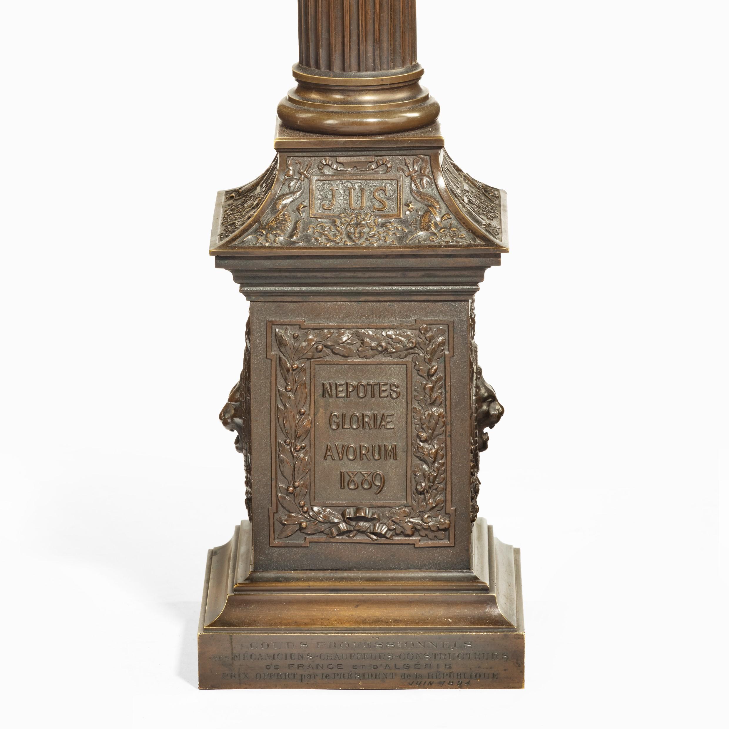 Bronze Column Depicting ‘La Colonne de la Republique’ Dated 1889, after Paul L For Sale 9