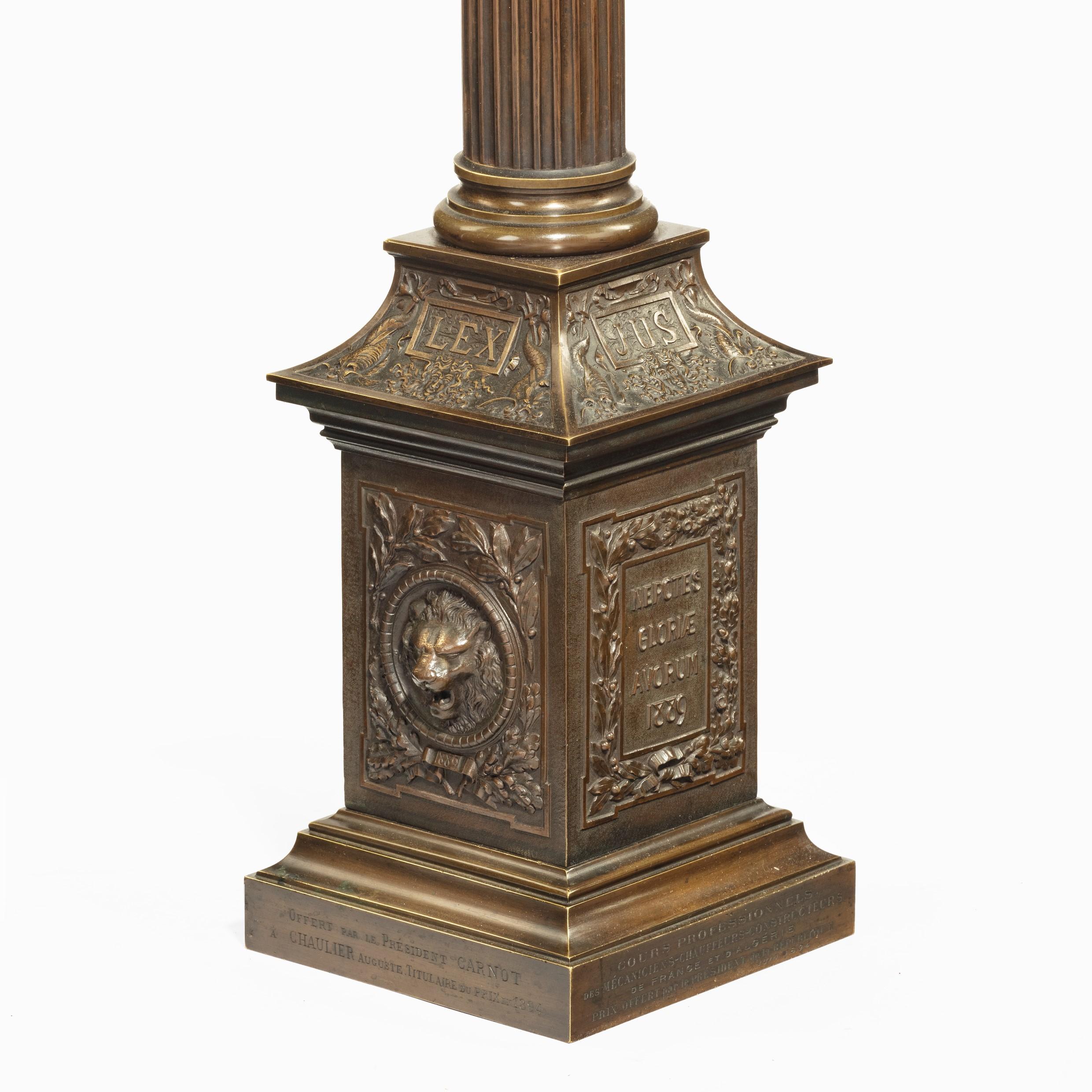 Bronze Column Depicting ‘La Colonne de la Republique’ Dated 1889, after Paul L For Sale 10