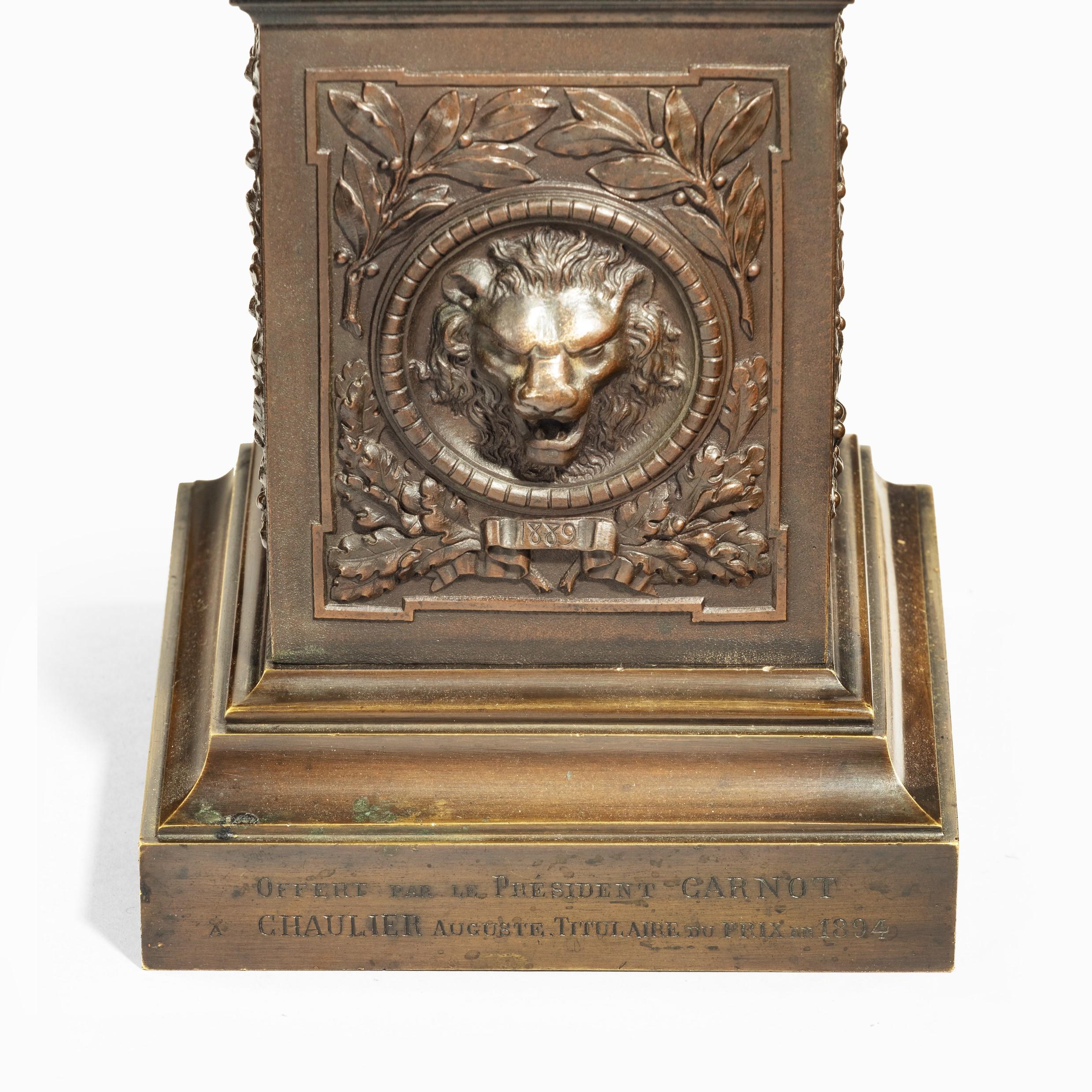 Bronze Column Depicting ‘La Colonne de la Republique’ Dated 1889, after Paul L For Sale 11