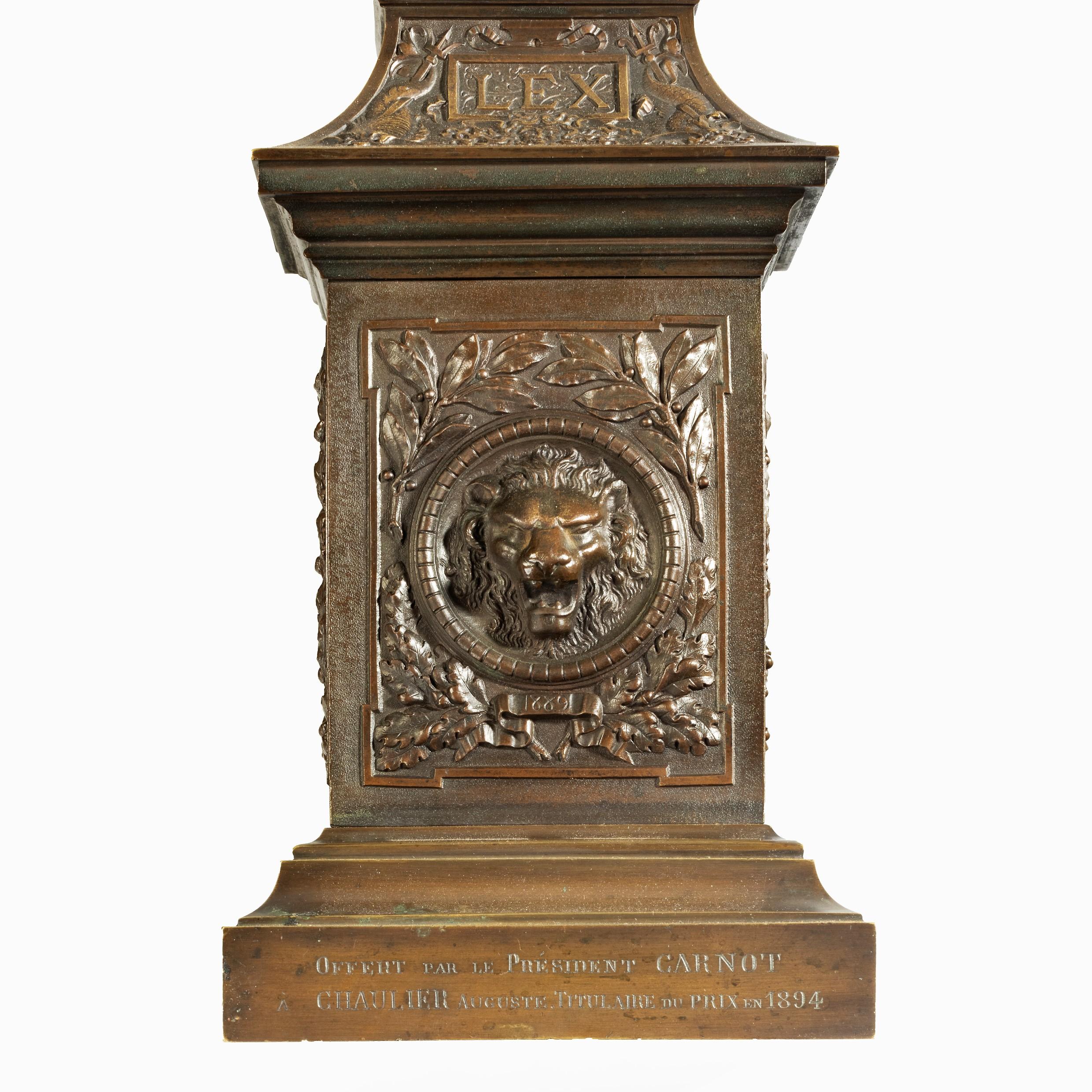 Bronze Column Depicting ‘La Colonne de la Republique’ Dated 1889, after Paul L For Sale 14