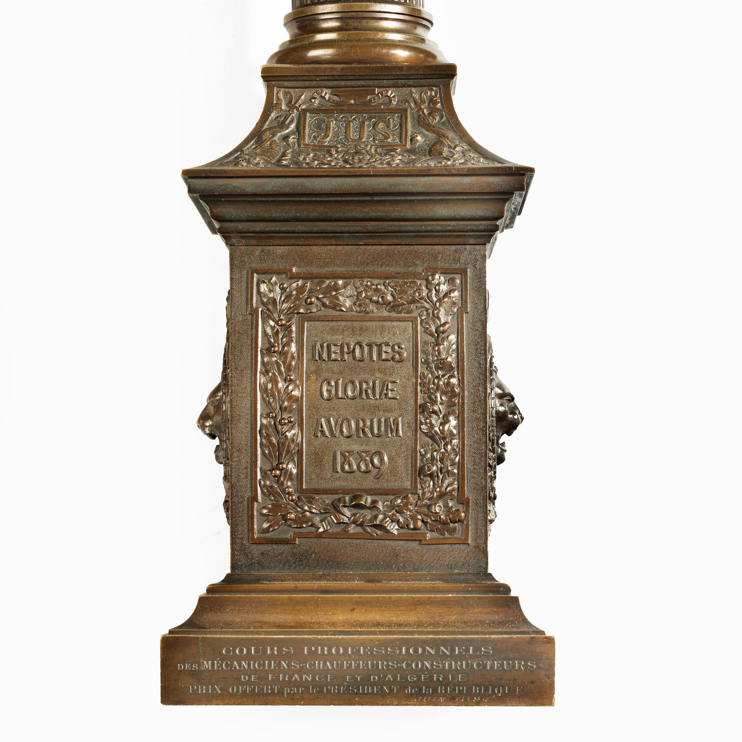 Bronze Column Depicting ‘La Colonne de la Republique’ Dated 1889, after Paul L For Sale 15