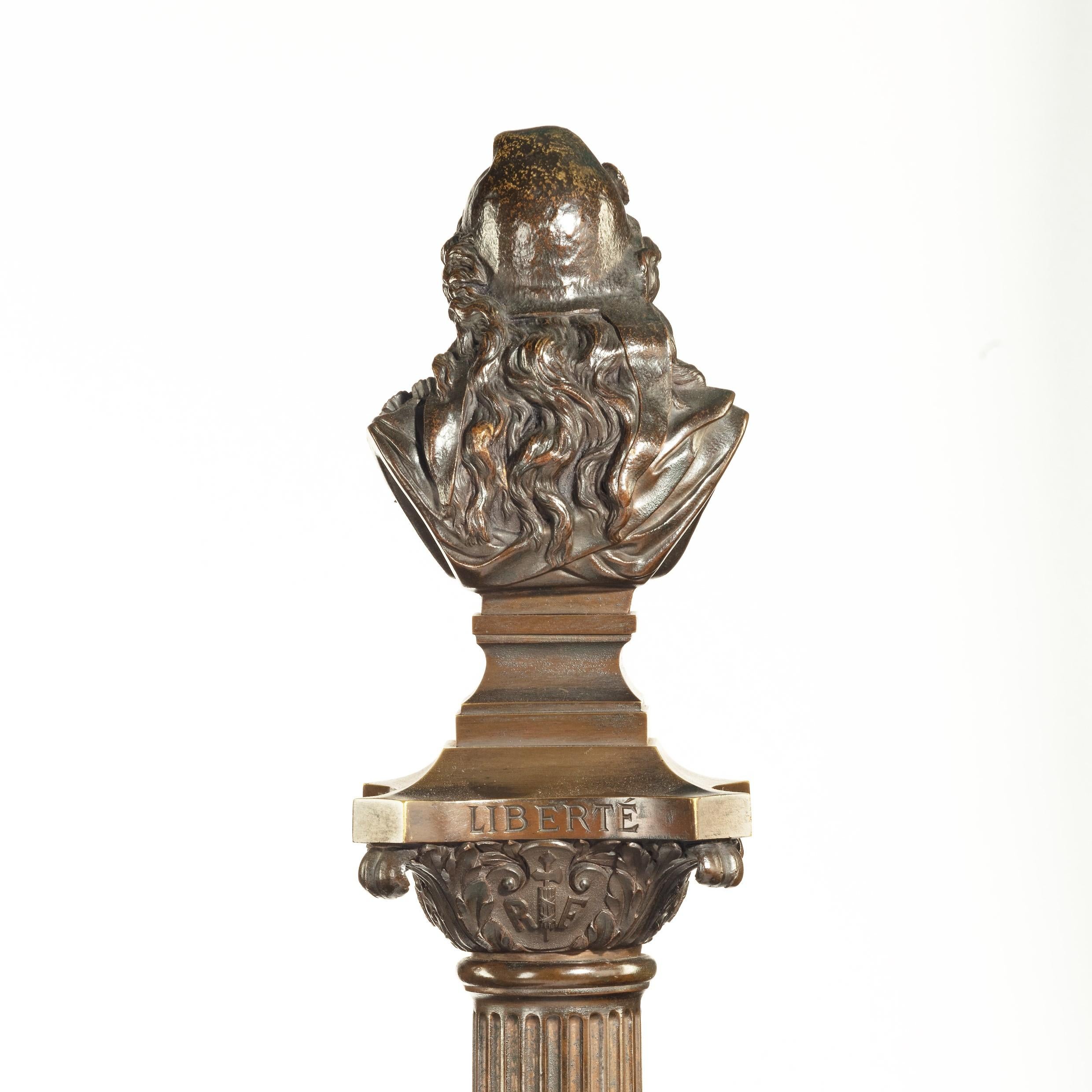 Bronze Column Depicting ‘La Colonne de la Republique’ Dated 1889, after Paul L For Sale 3