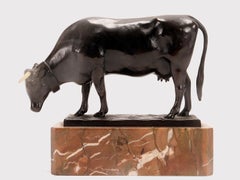 A bronze cow sculpture signed Moseriz, France 1880.