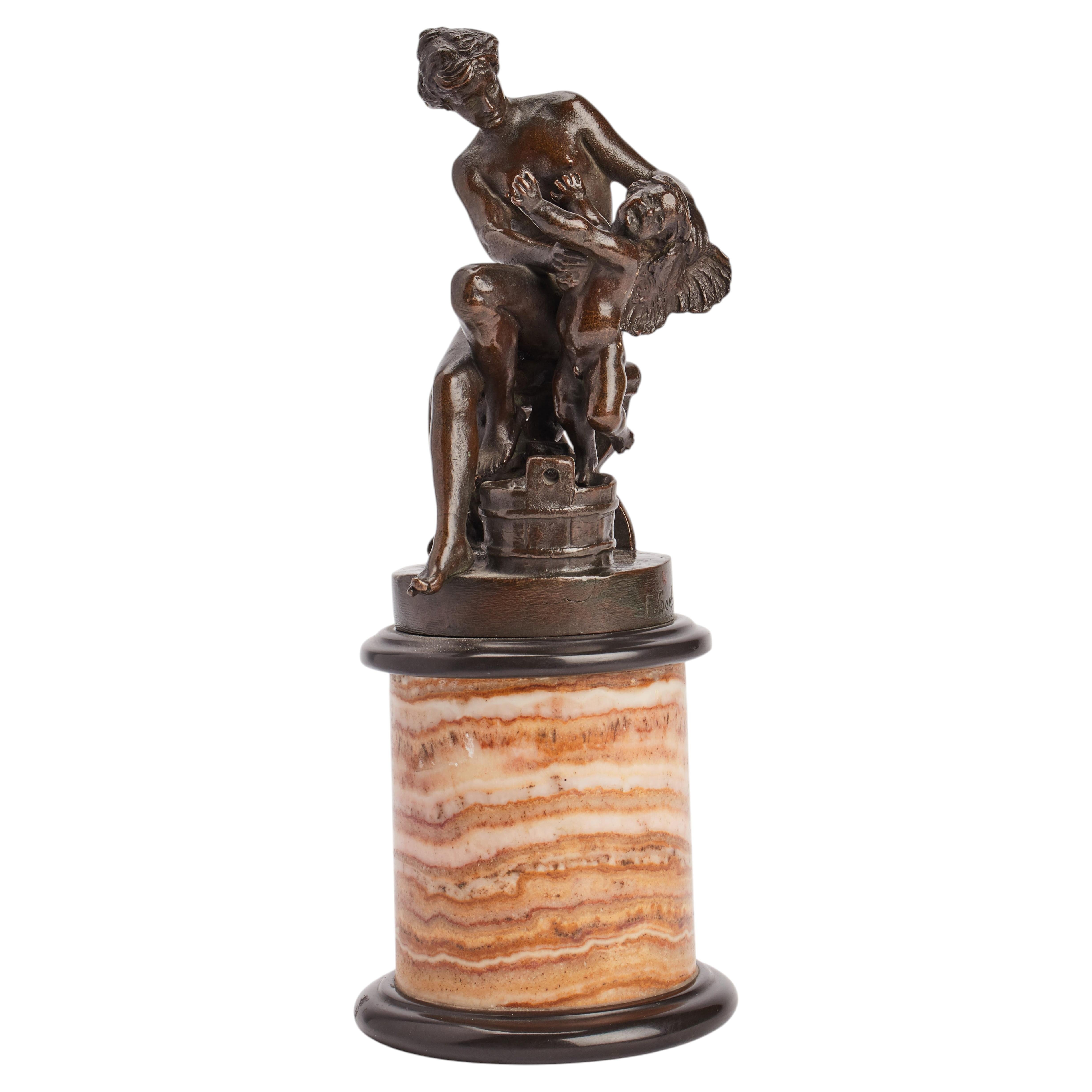 A bronze depicting Venus and Cupid, signed F.Seeboek, G. Nisini, Rome 1890. For Sale