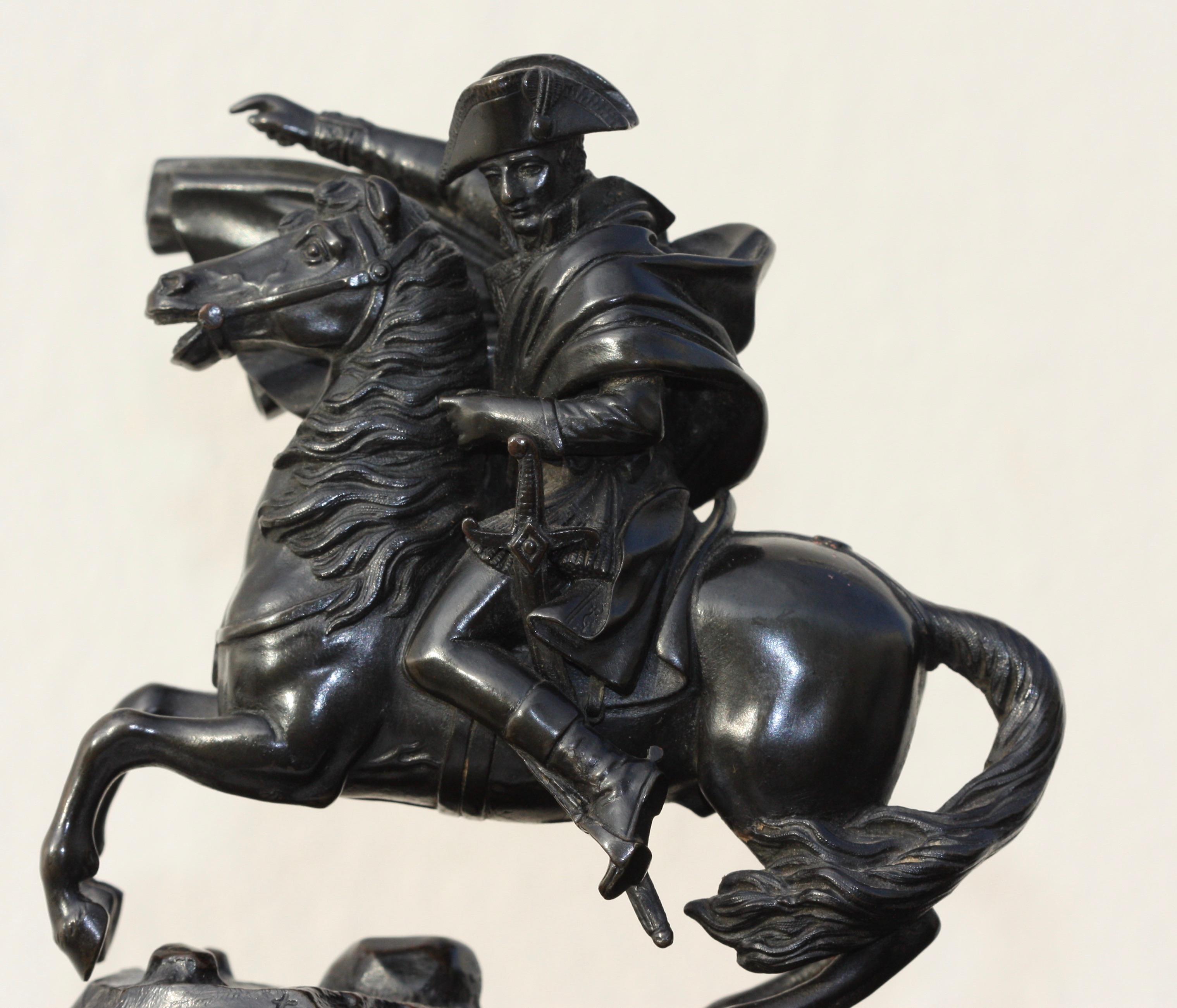 19th Century Bronze Equestrian Figure of Napoleon I, Annibal Signed Carolus Magnus For Sale