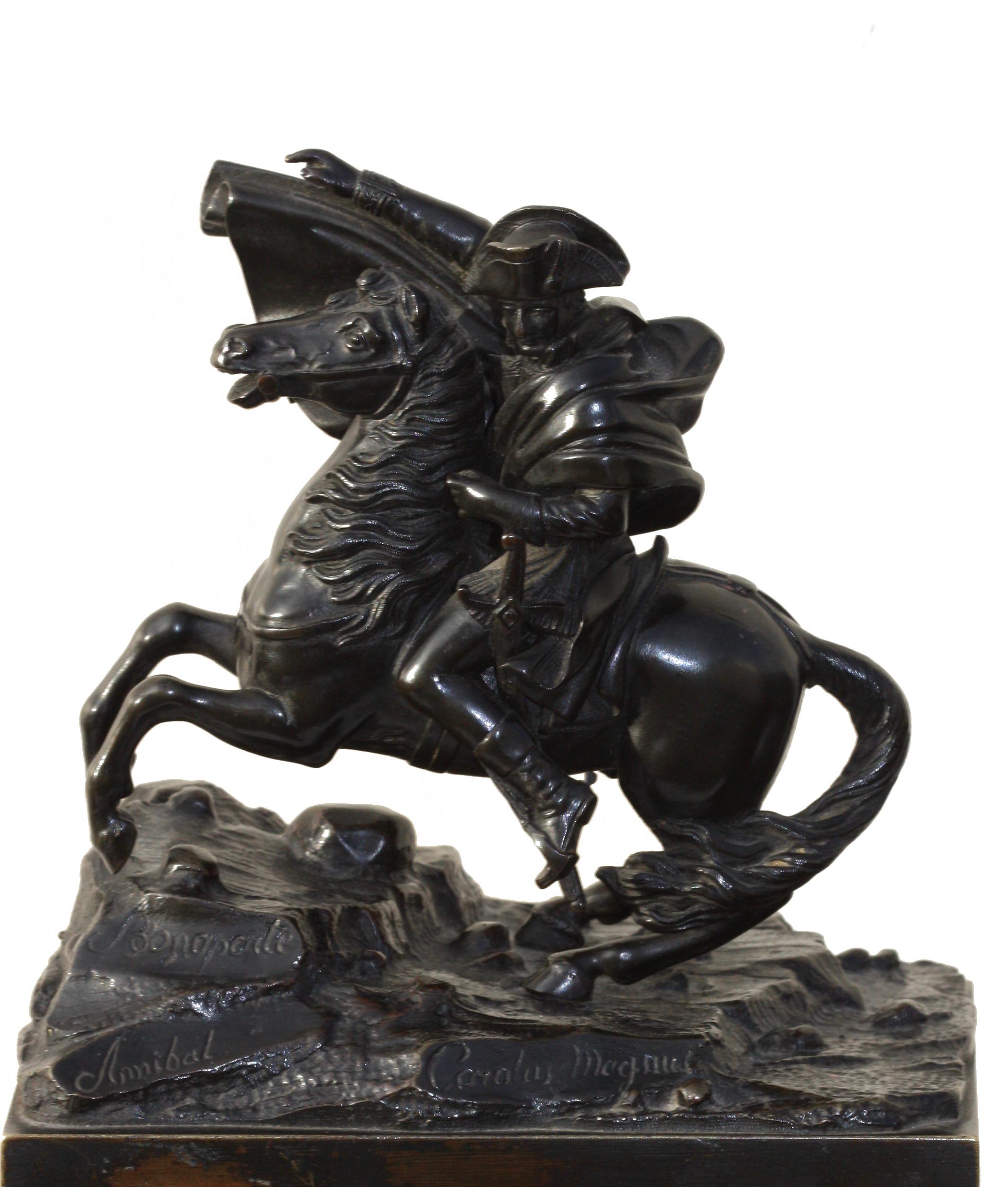 Bronze Equestrian Figure of Napoleon I, Annibal Signed Carolus Magnus For Sale 2