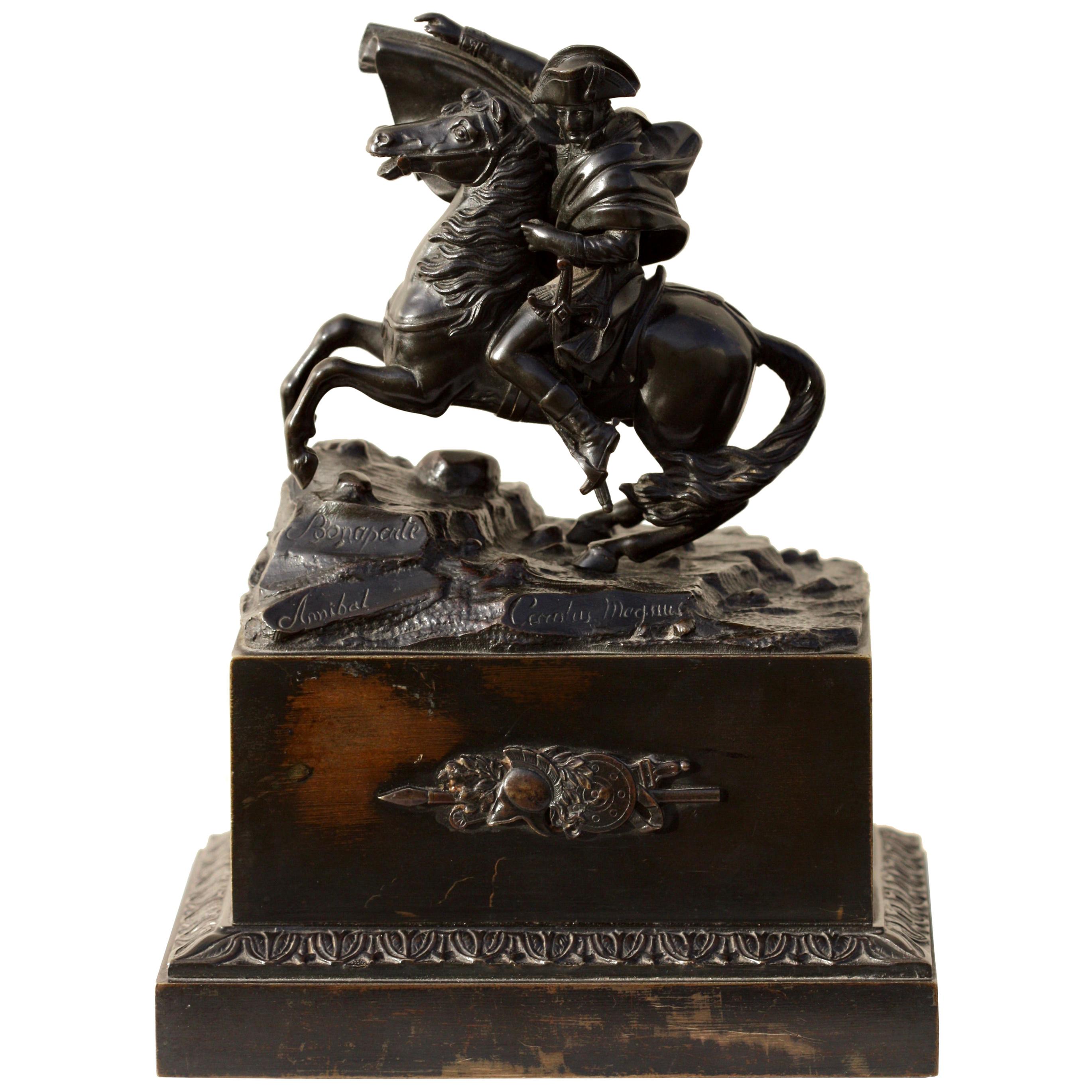 Bronze Equestrian Figure of Napoleon I, Annibal Signed Carolus Magnus