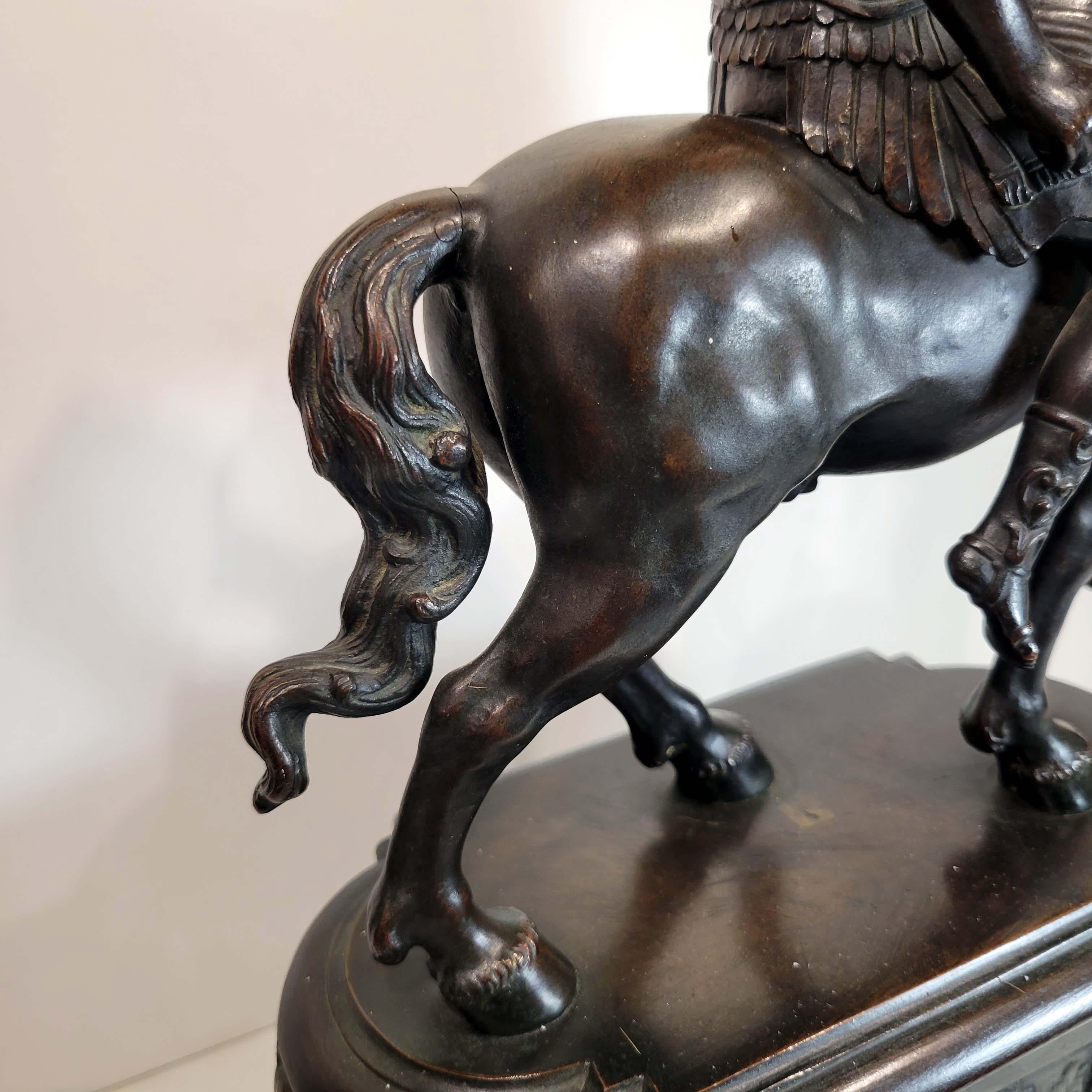 Italian Bronze Equestrian Group of the Shouting Horseman For Sale