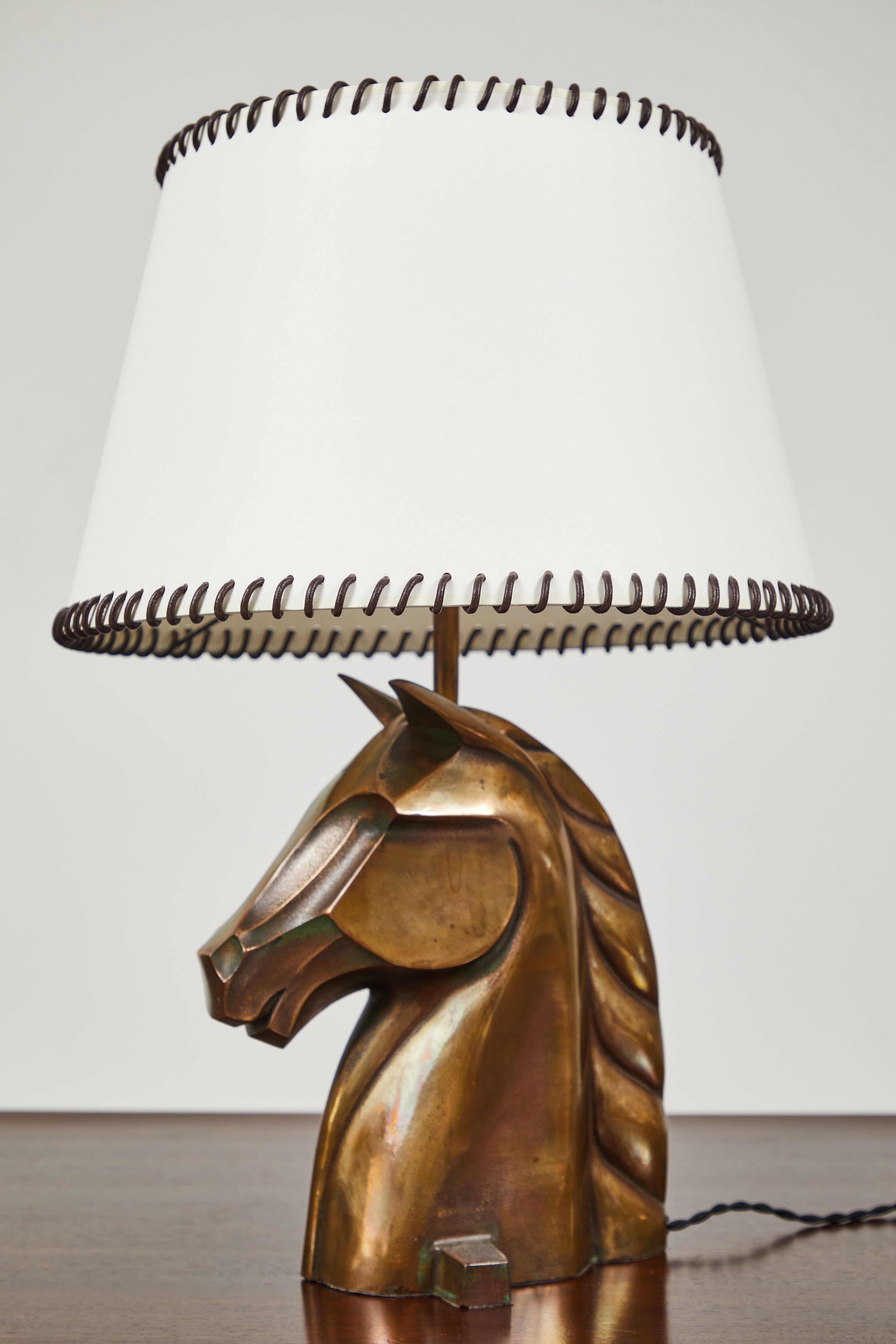 American Bronze Equestrian Lamp by Reynolds Jones
