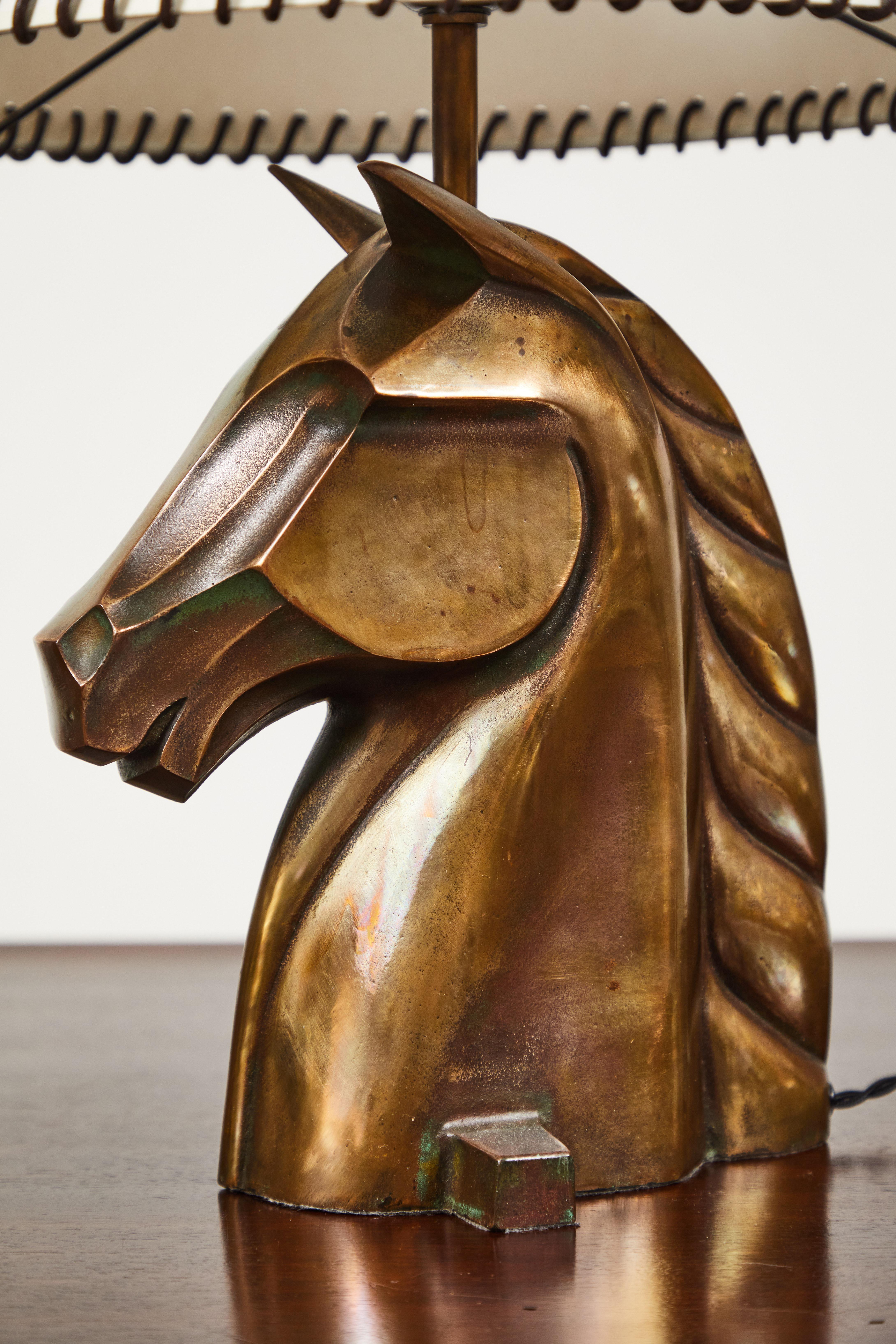 Polished Bronze Equestrian Lamp by Reynolds Jones