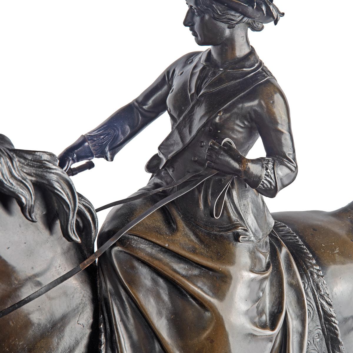 Inglese Riduzione in bronzo di una giovane regina Vittoria a cavallo dopo Thomas Thomas Thornycrof in vendita
