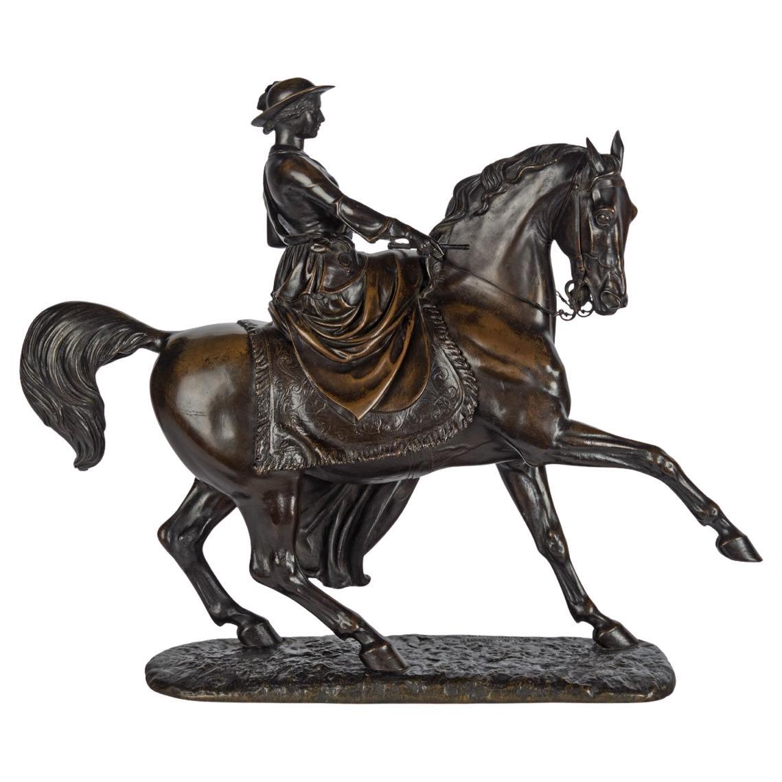 Bronze Reductions of a Young Queen Victoria on Horseback after Thomas Thornycrof
