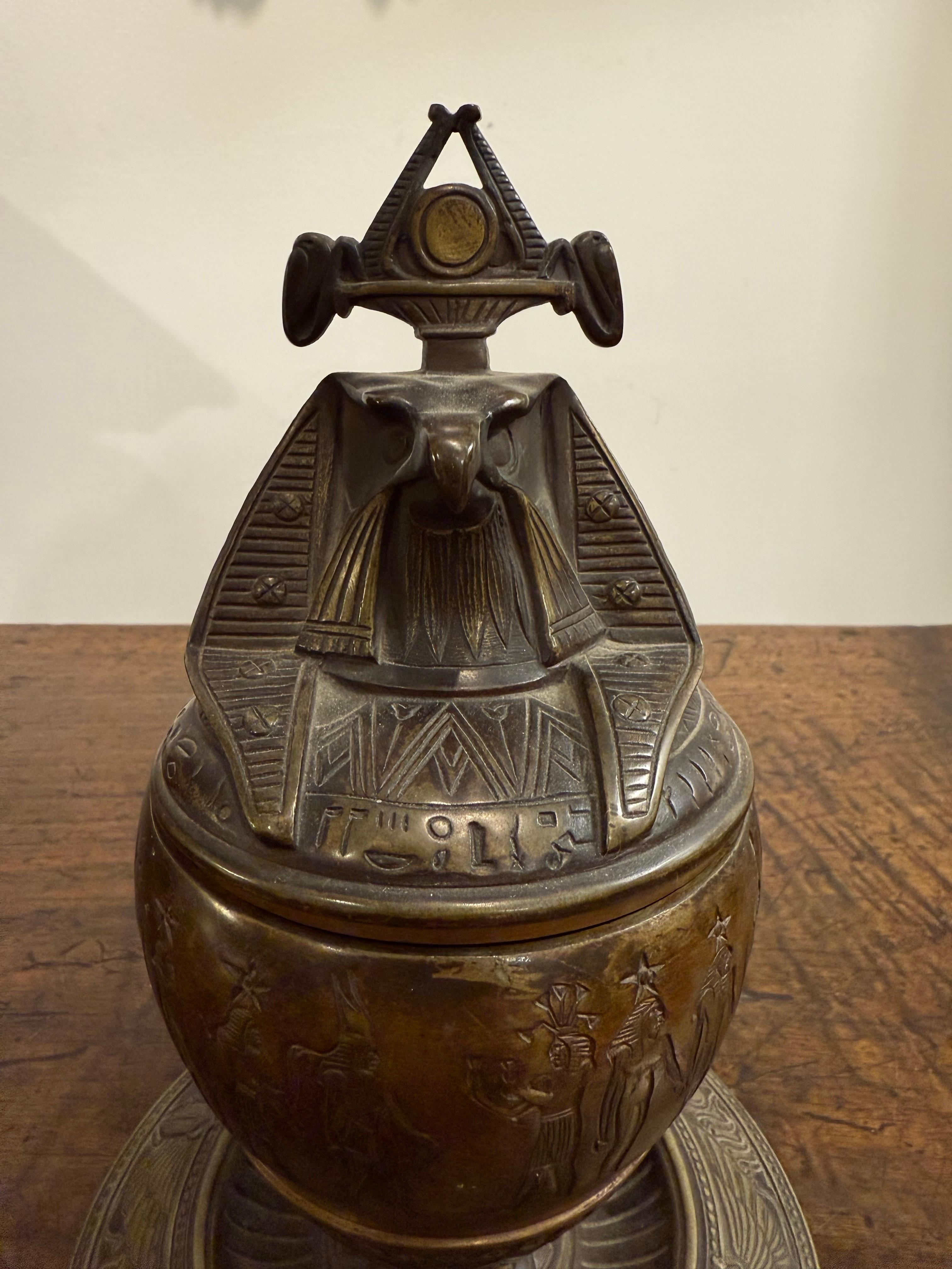 A Bronze Falcon Headed Canopic Jar, Early 20th Century For Sale 4