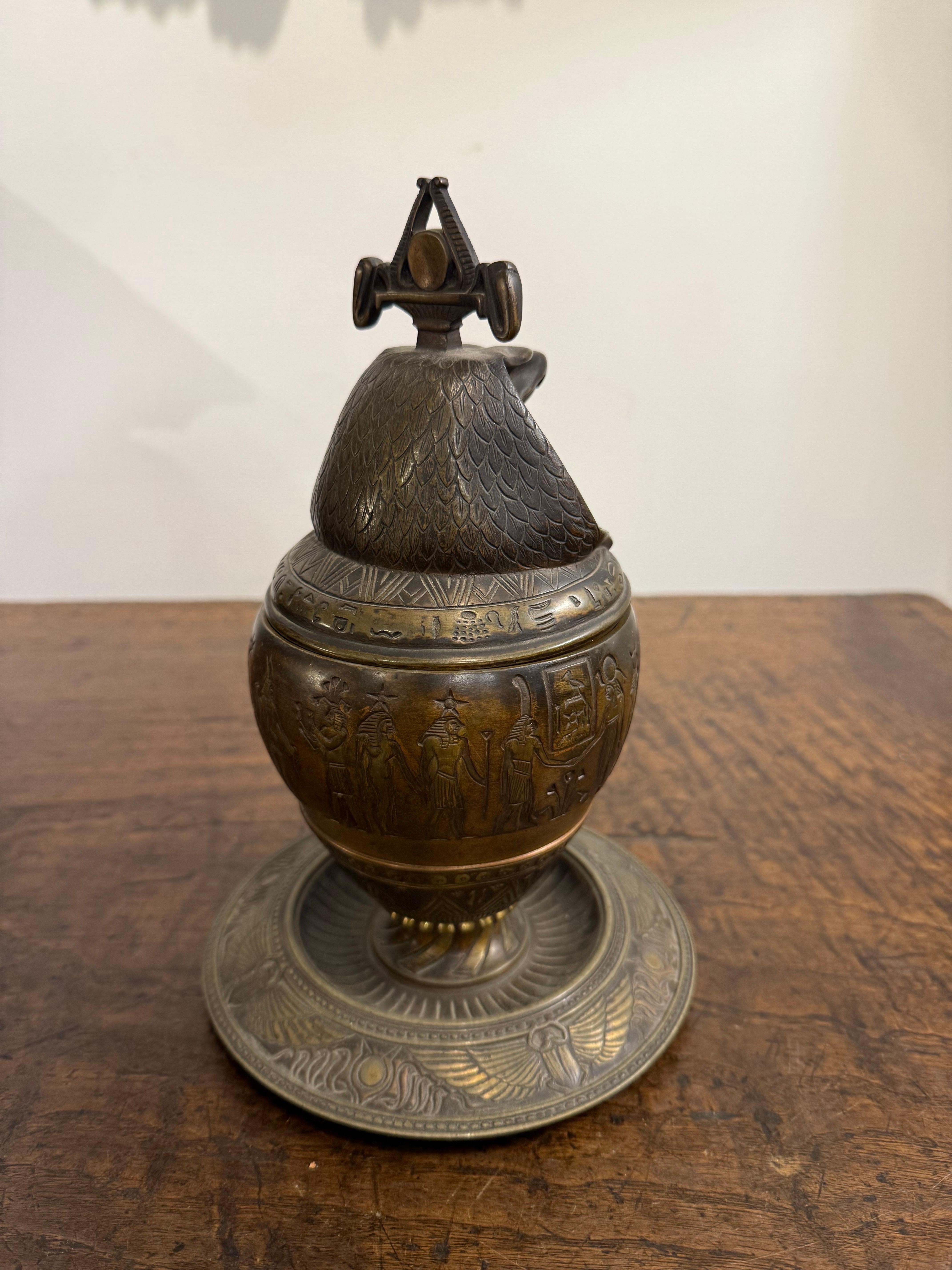 A Bronze Falcon Headed Canopic Jar, Early 20th Century For Sale 1