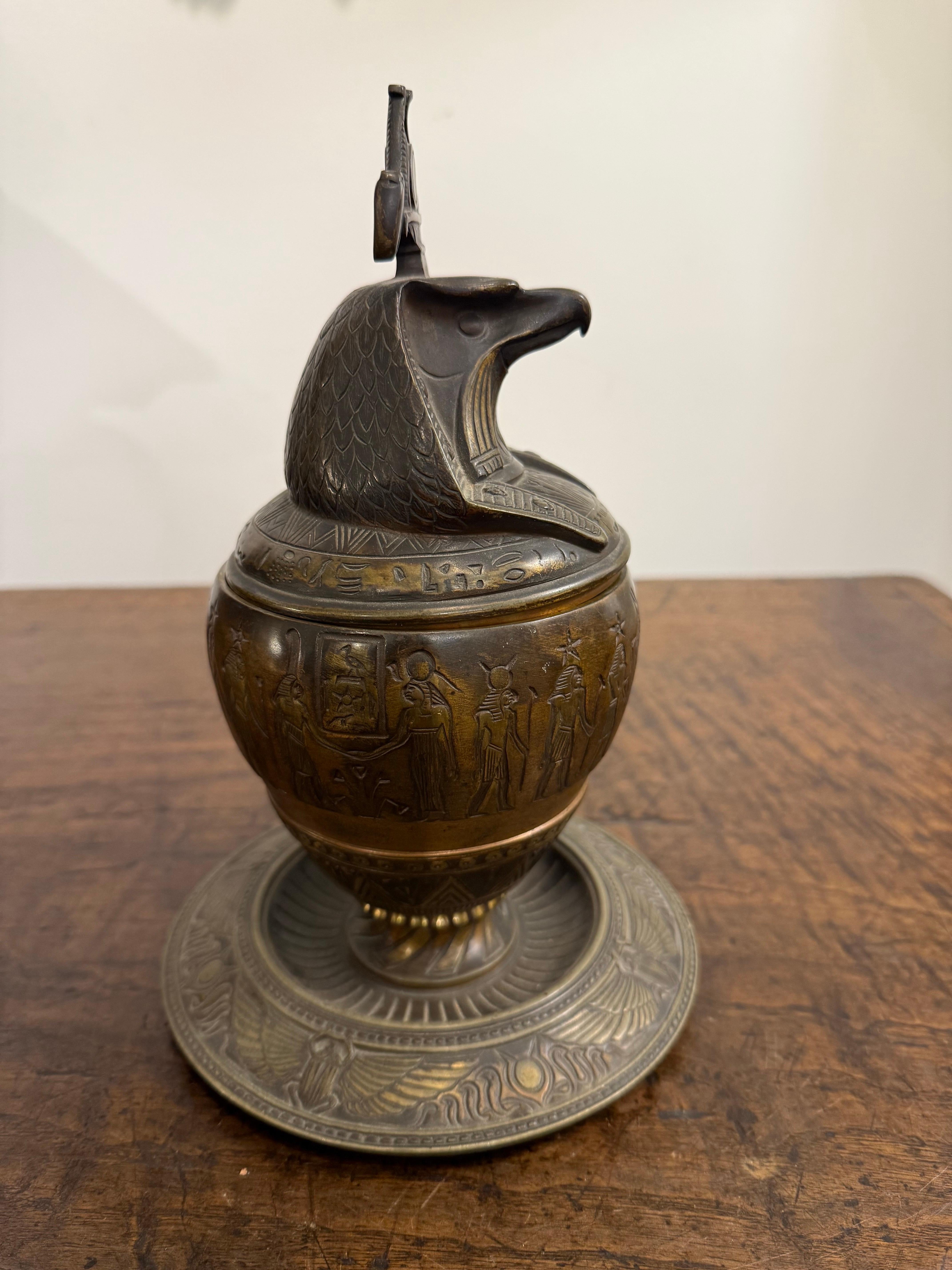 A Bronze Falcon Headed Canopic Jar, Early 20th Century For Sale 2
