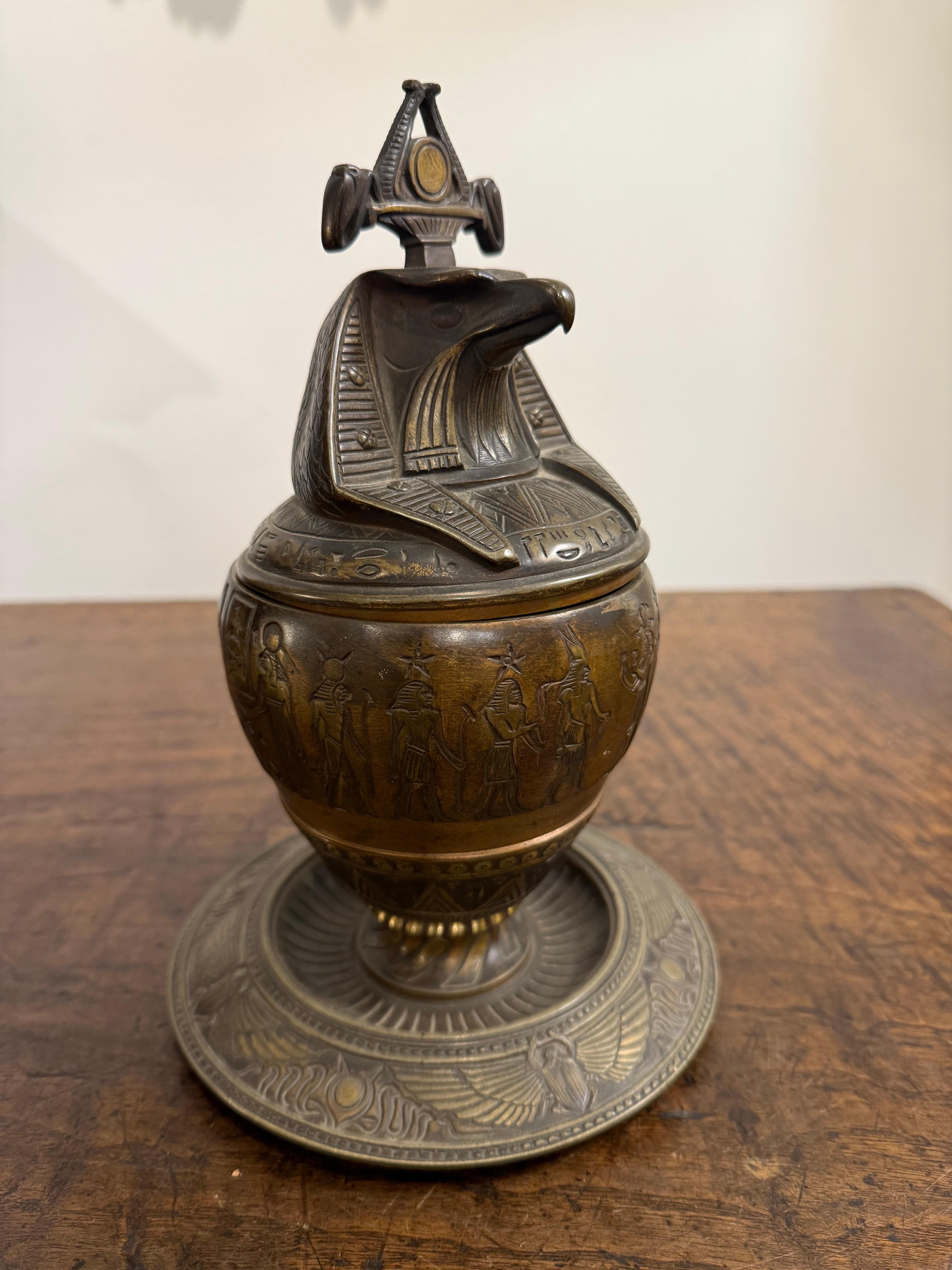 A Bronze Falcon Headed Canopic Jar, Early 20th Century For Sale 3