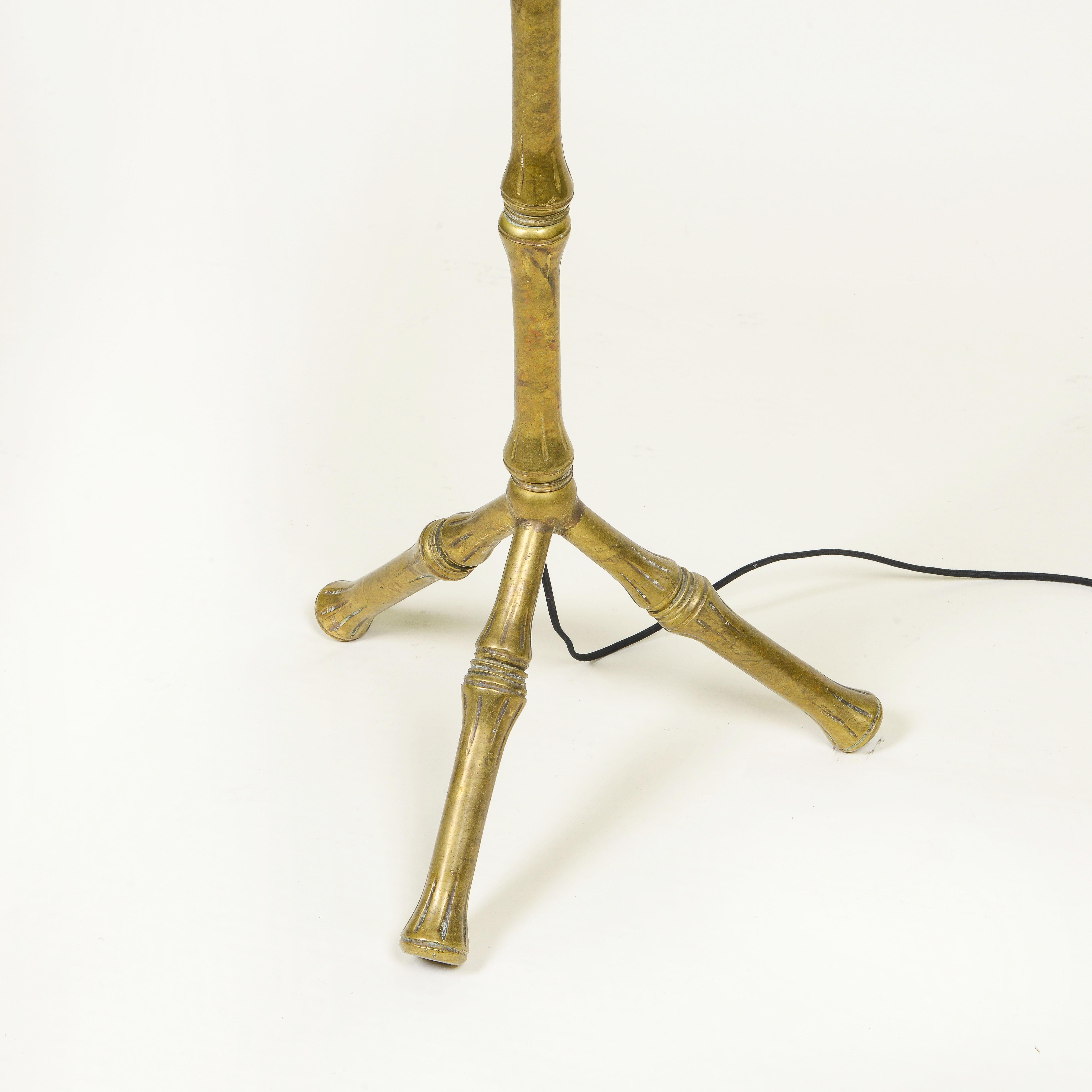 A Bronze Faux Bamboo Floor Lamp In Excellent Condition For Sale In New York, NY