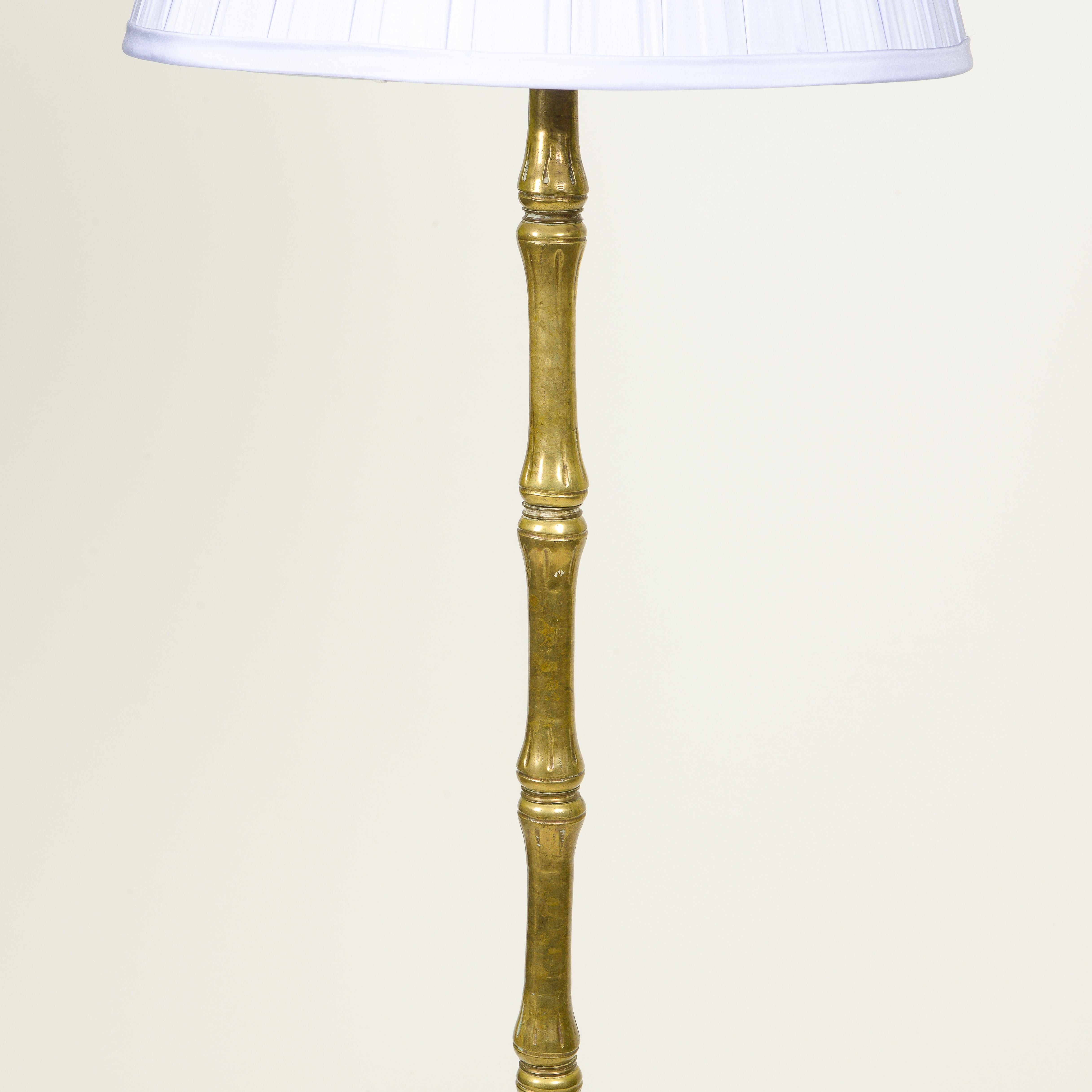 20th Century A Bronze Faux Bamboo Floor Lamp For Sale