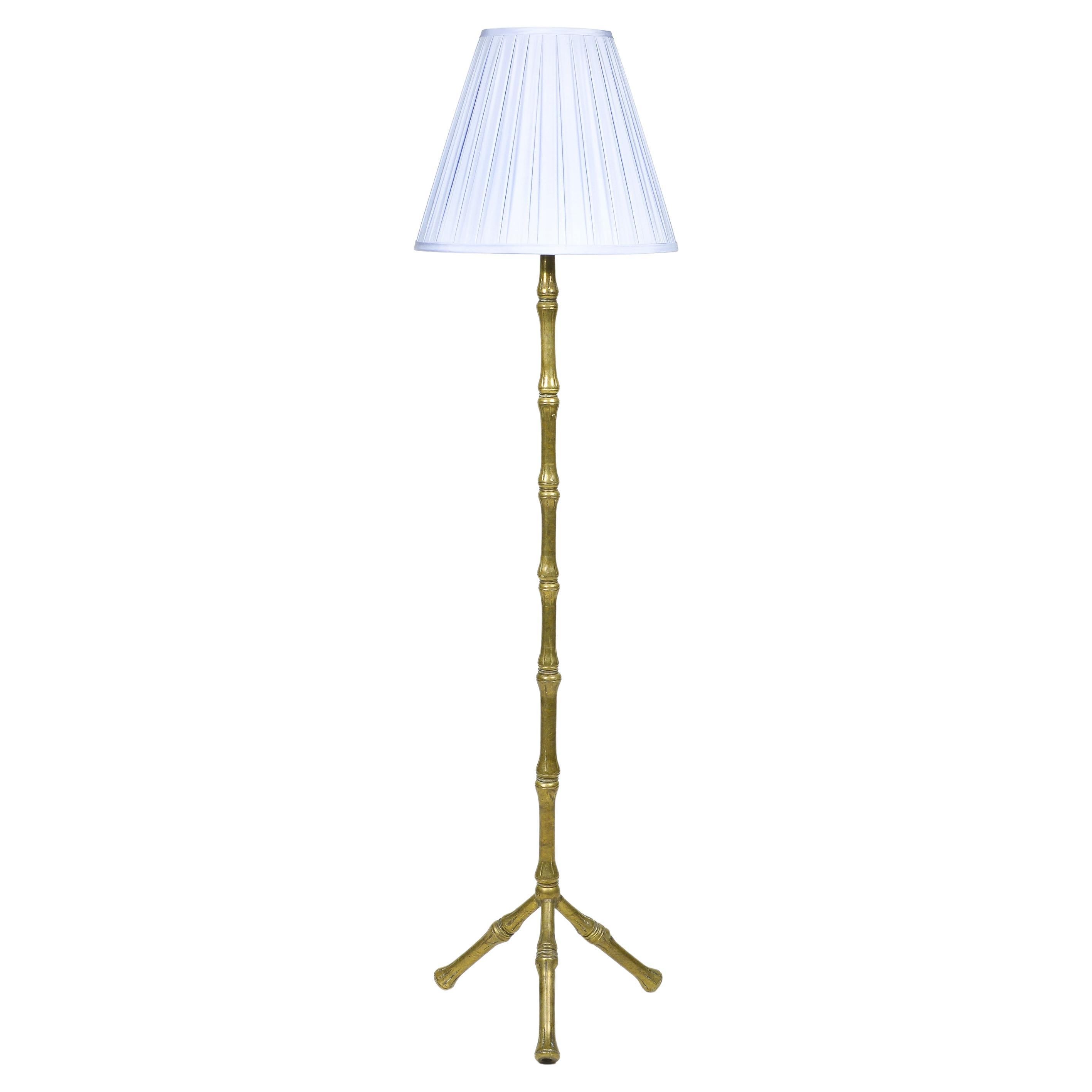 A Bronze Faux Bamboo Floor Lamp For Sale
