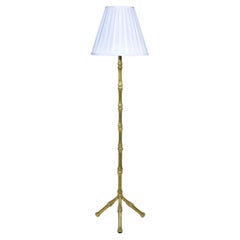 Lampadaire en bronze et faux bambou