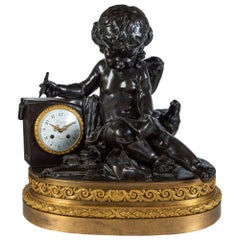 Antique Bronze Figural Clock by Deniere, Paris, circa 1870