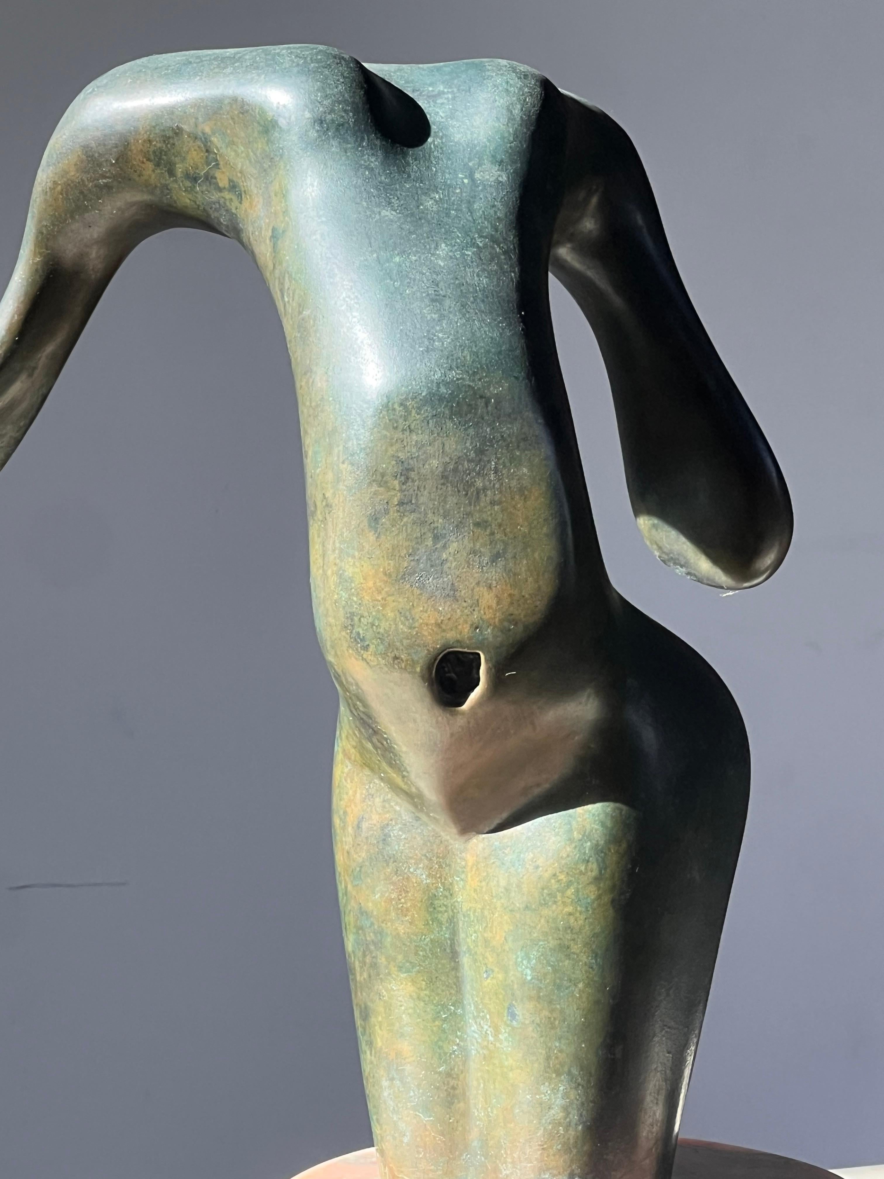 Hand-Carved A bronze figurative sculpture after Henry Moore, signed, 20th century For Sale