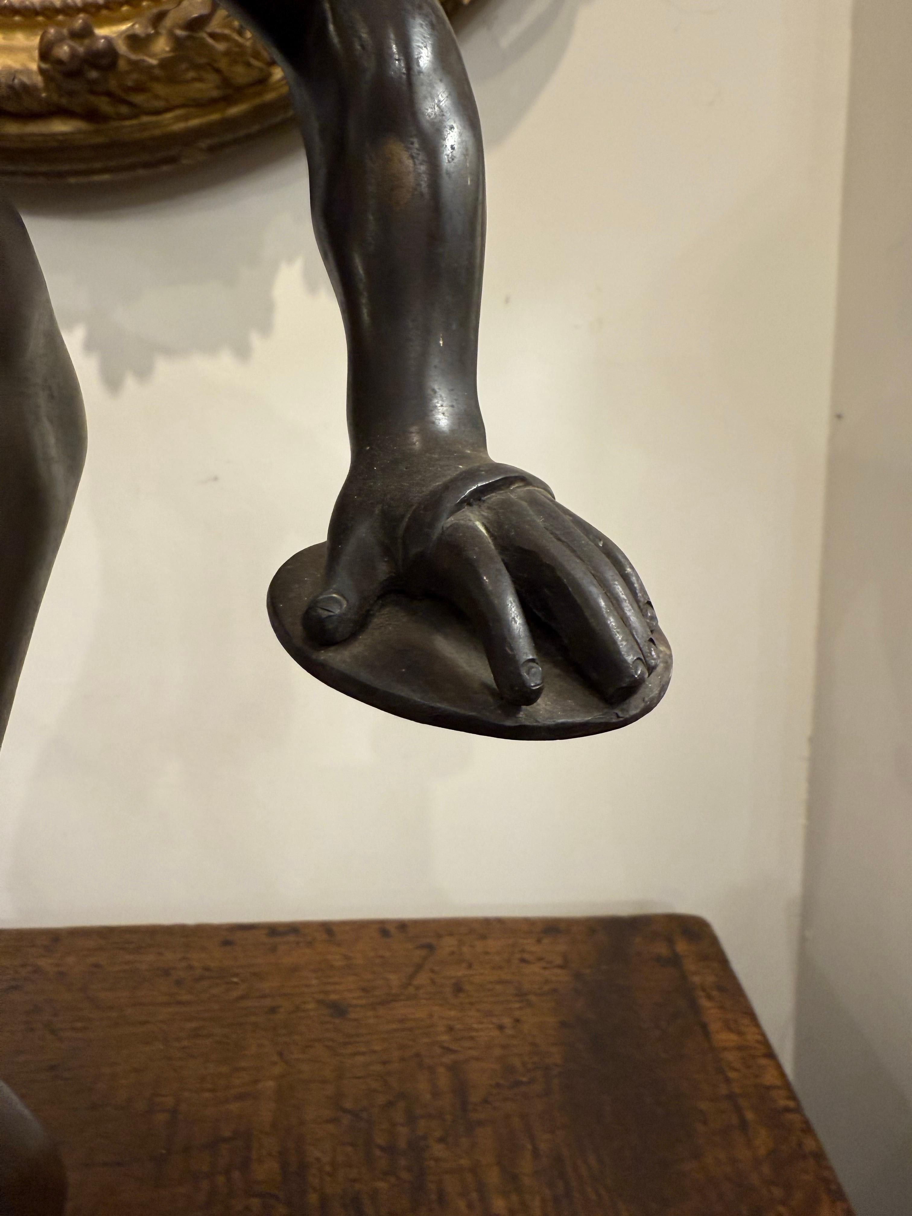 A Bronze Figure of a Faun Dancing with Clappers, 19th Century For Sale 6