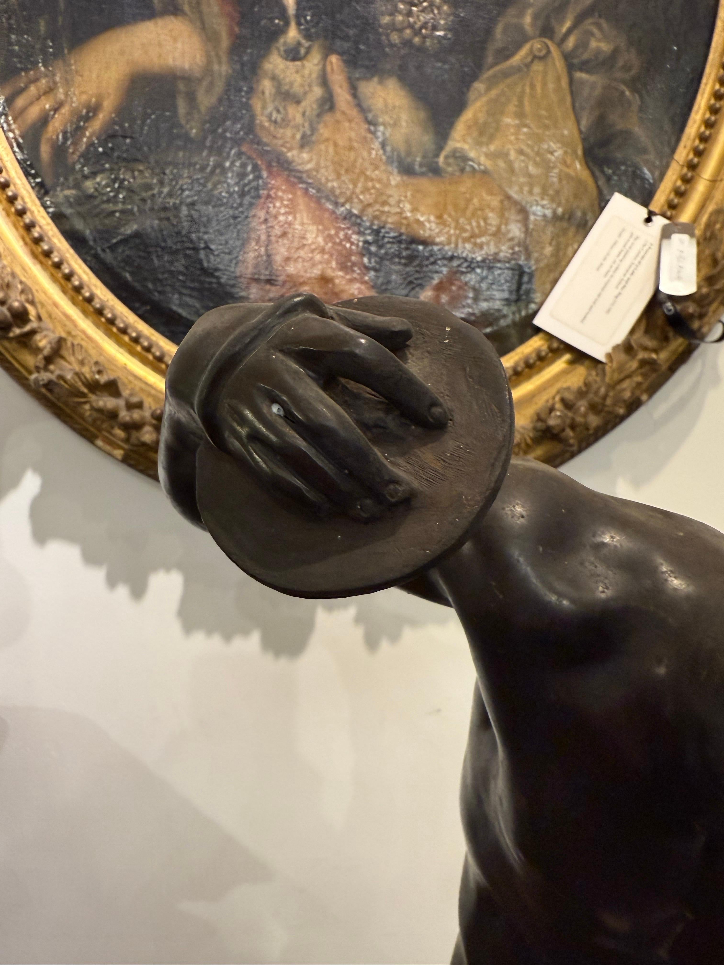 A Bronze Figure of a Faun Dancing with Clappers, 19th Century For Sale 8