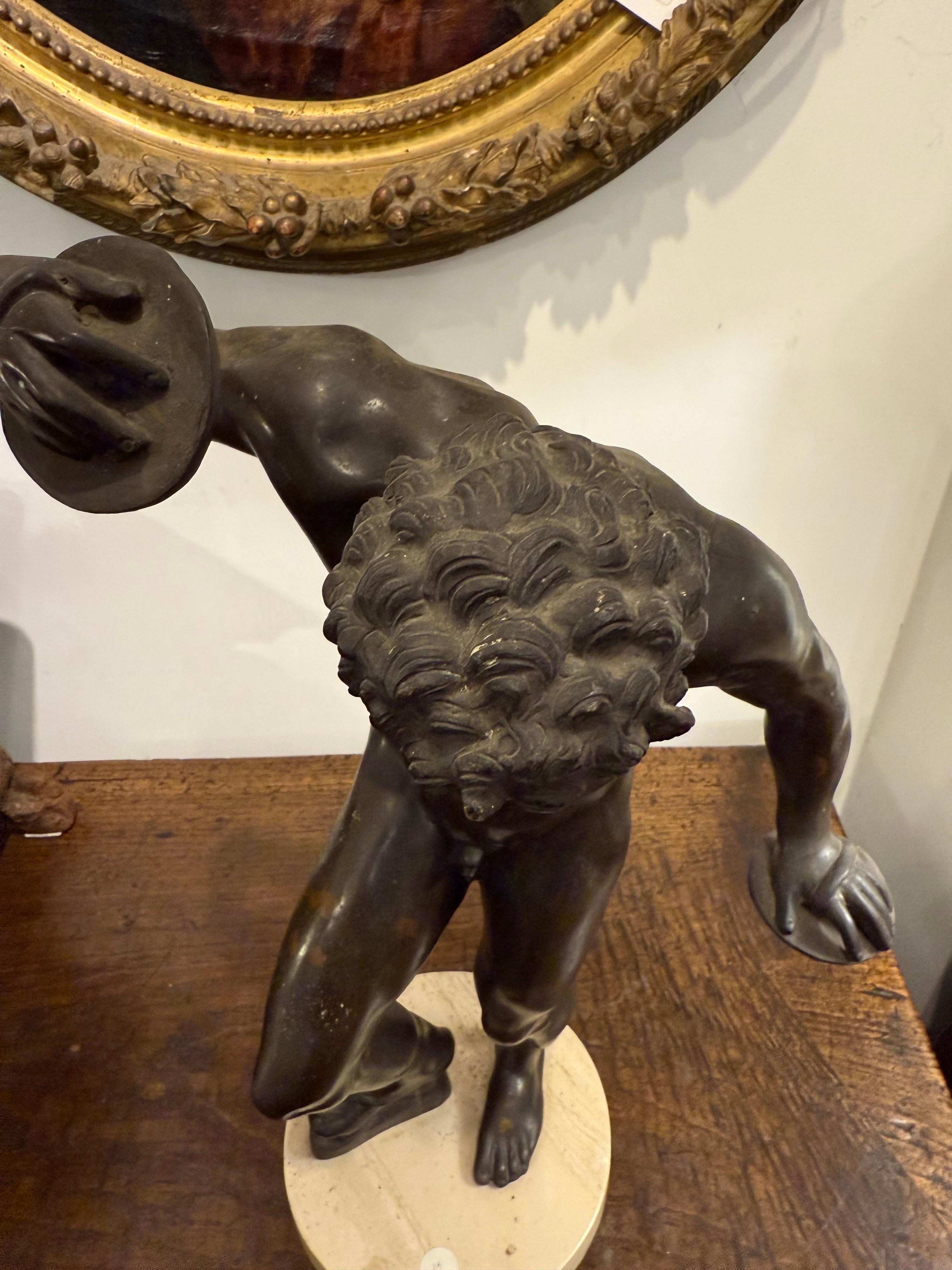 A Bronze Figure of a Faun Dancing with Clappers, 19th Century For Sale 9