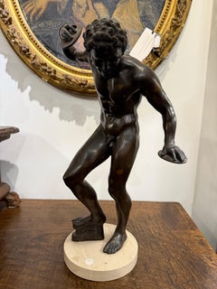 Bronzefigur eines tanzenden Fauns mit Klatschen, 19. Jahrhundert