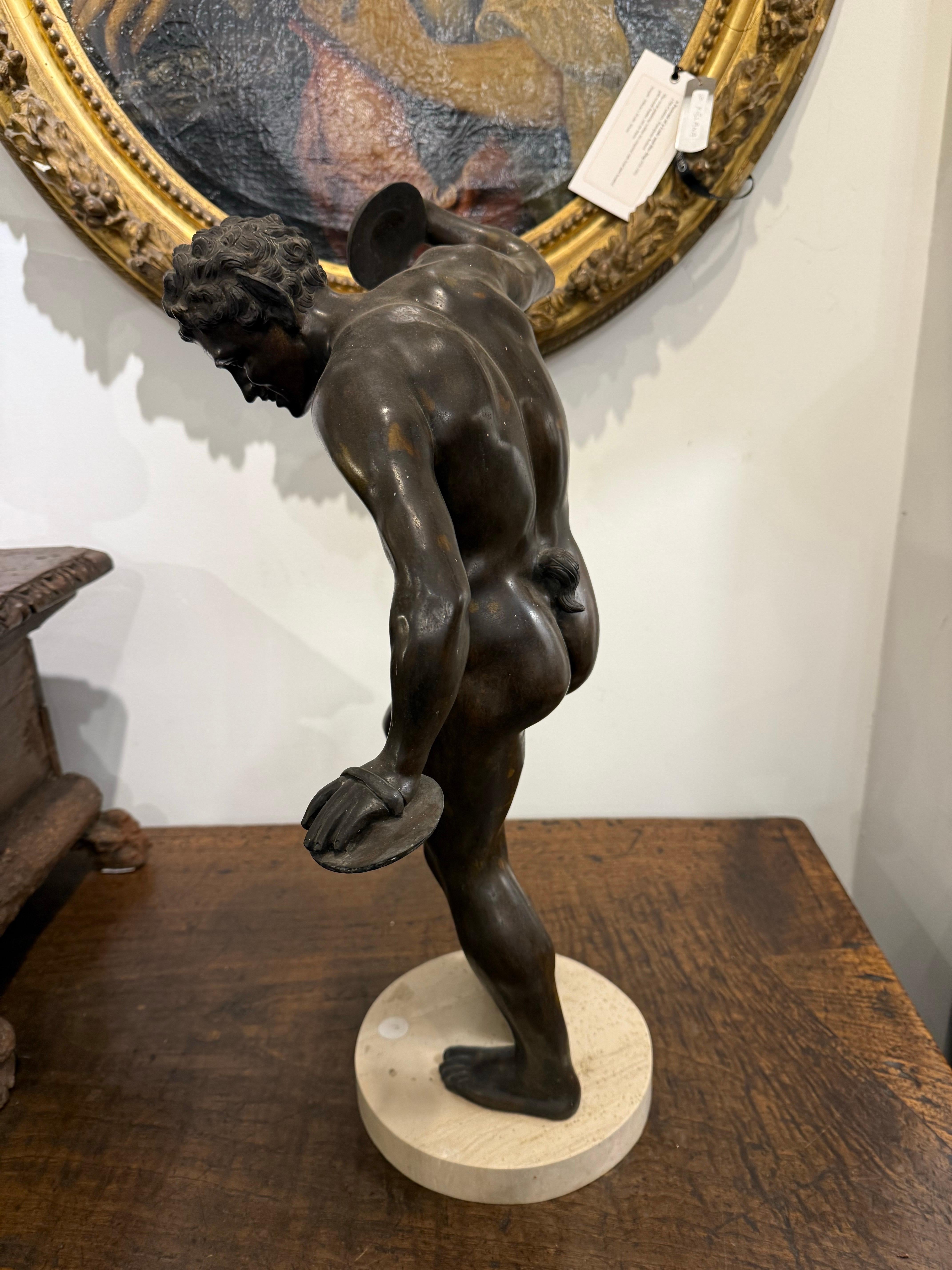 French A Bronze Figure of a Faun Dancing with Clappers, 19th Century For Sale