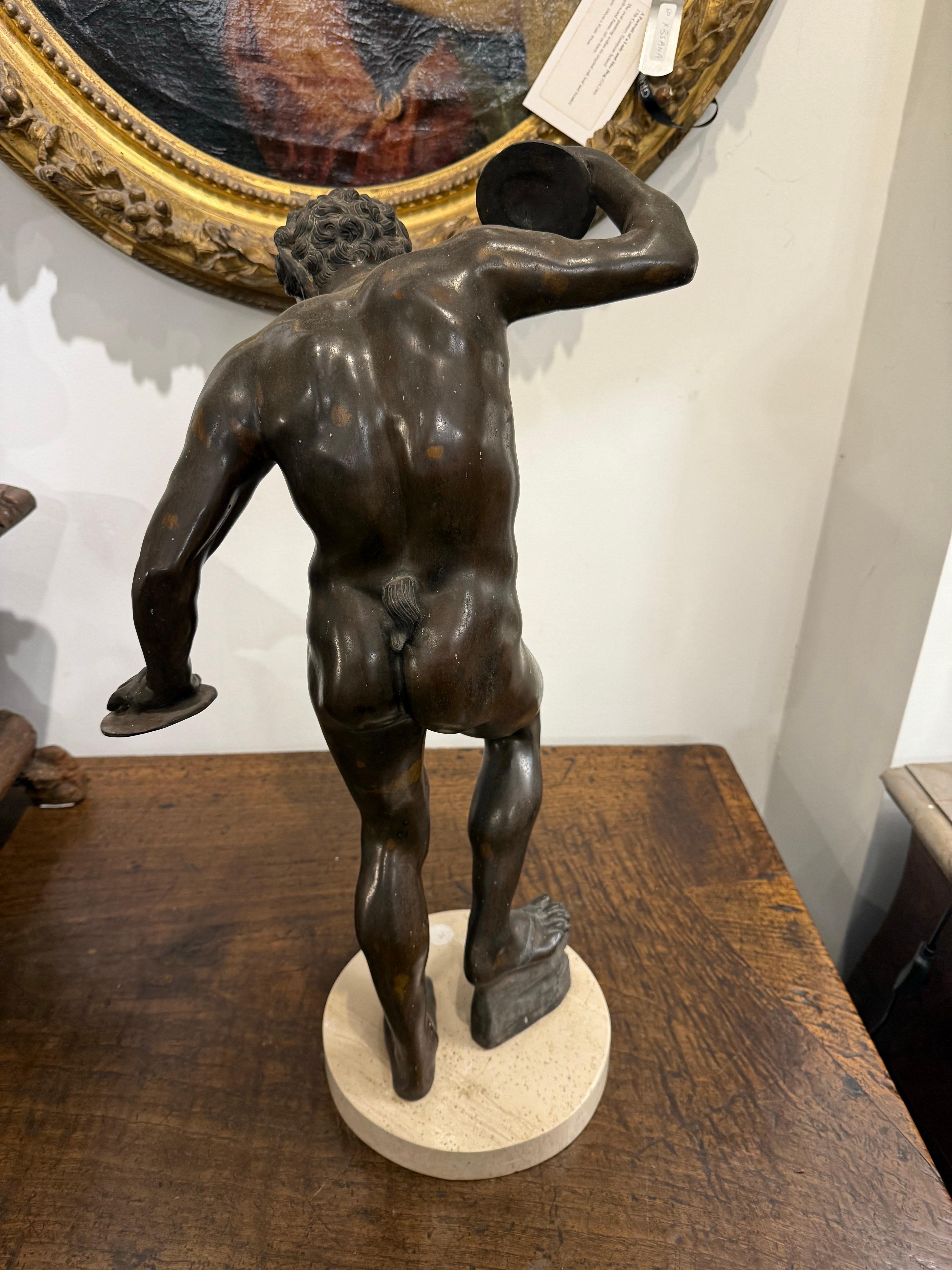 A Bronze Figure of a Faun Dancing with Clappers, 19th Century In Good Condition For Sale In ARMADALE, VIC