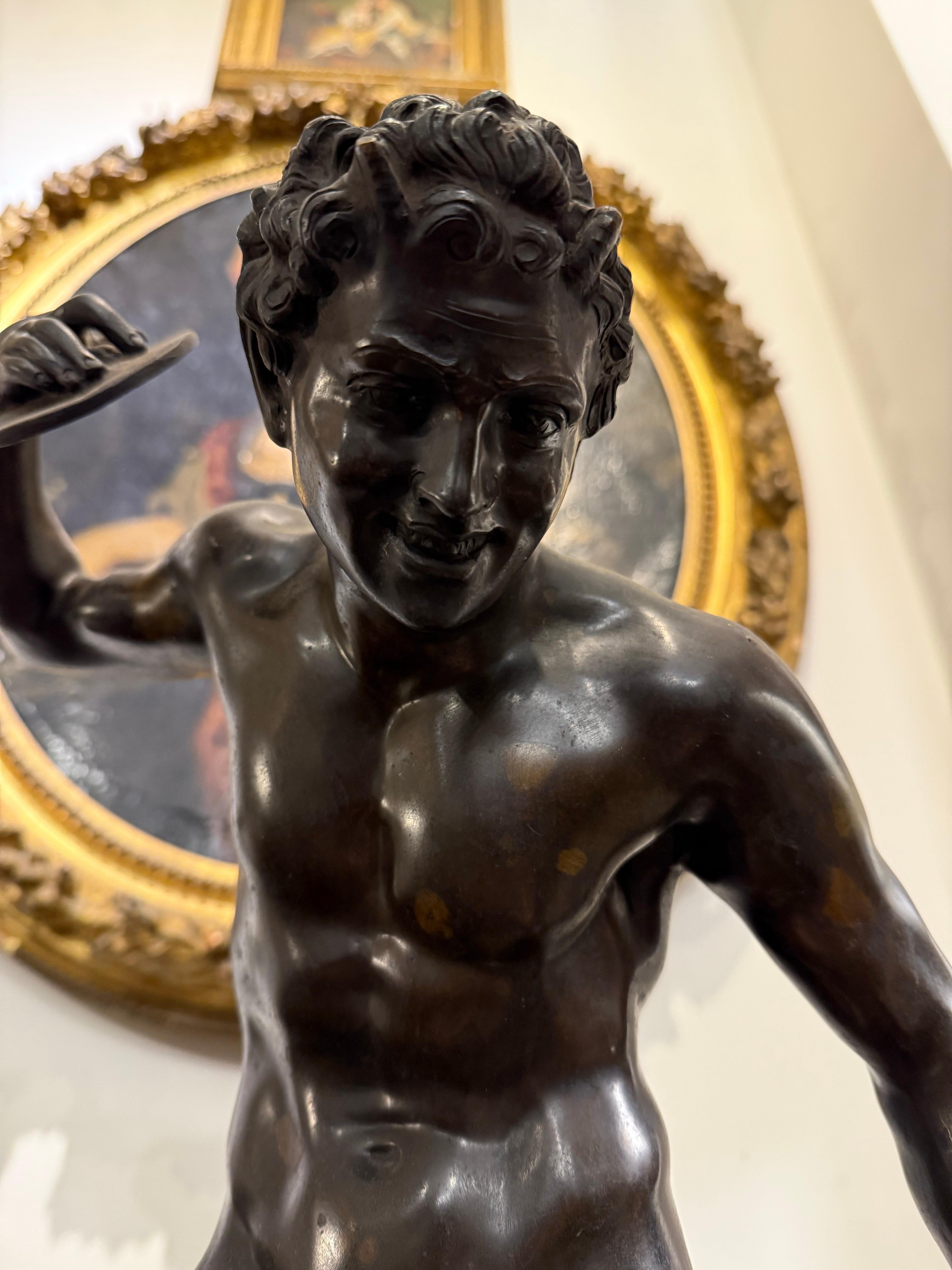 A Bronze Figure of a Faun Dancing with Clappers, 19th Century For Sale 5