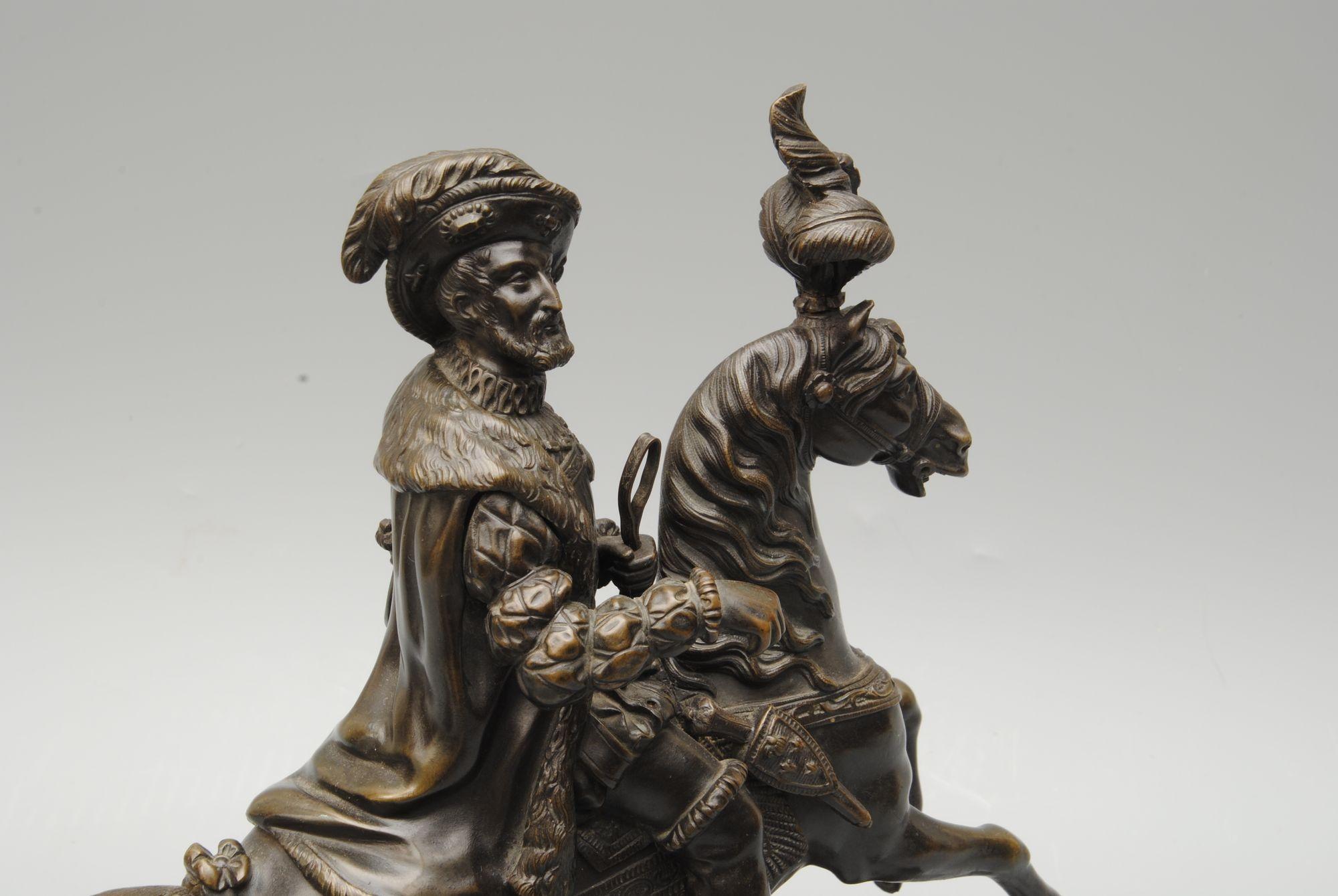 Bronze Figure of Francois I on Horseback In Good Condition For Sale In Lincolnshire, GB