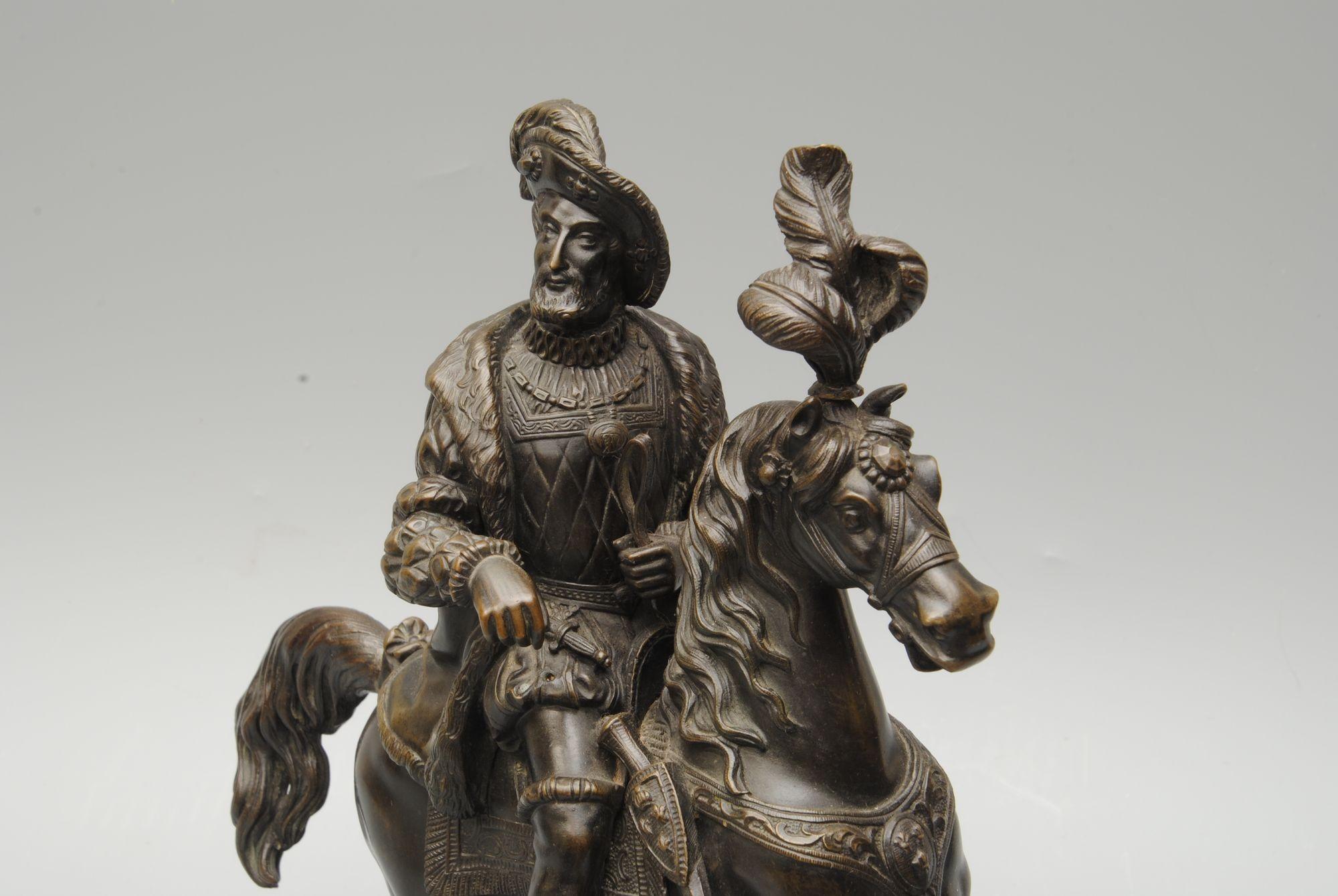 19th Century Bronze Figure of Francois I on Horseback For Sale