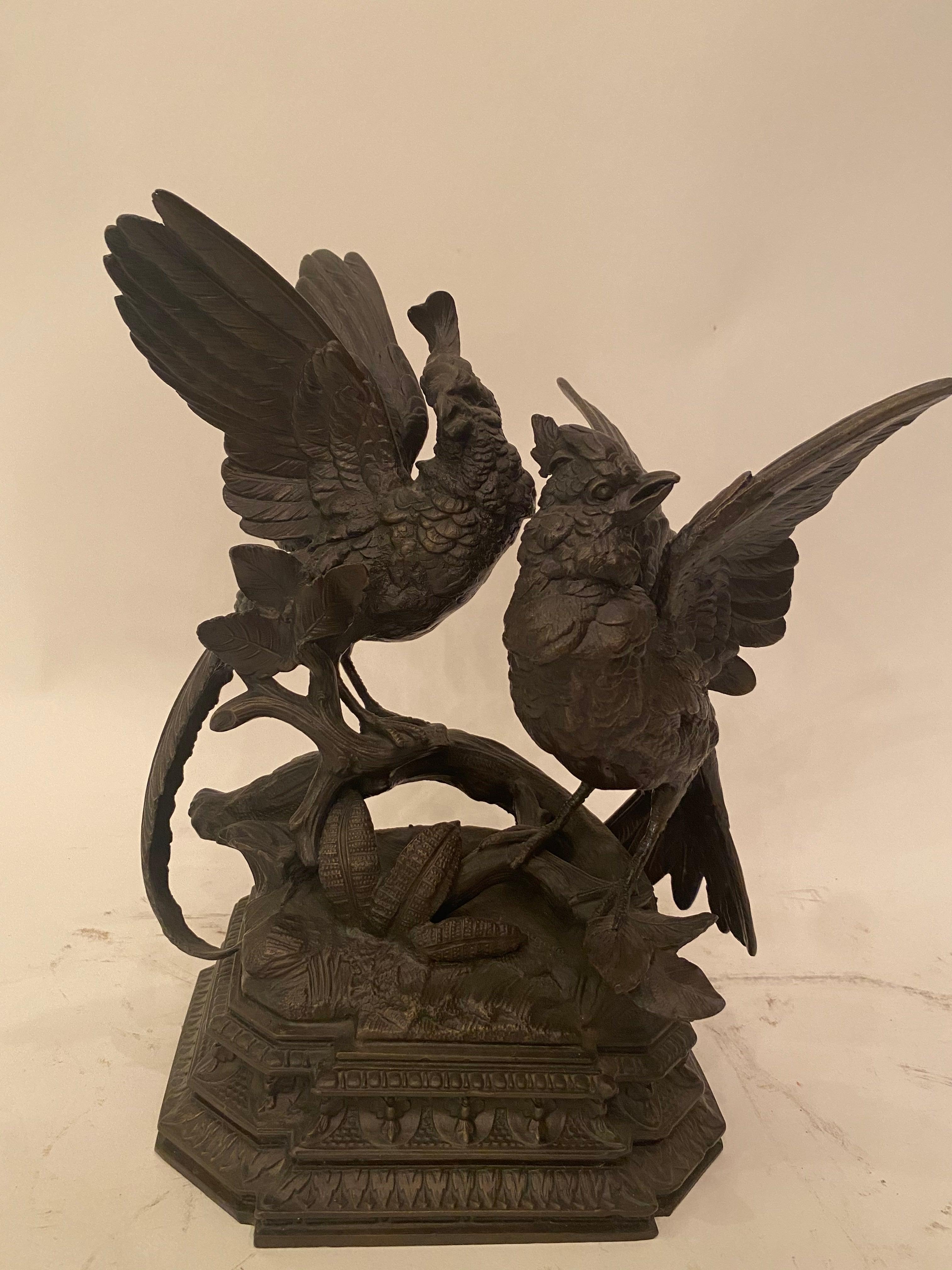 American Craftsman Bronze Figure of Game Birds For Sale