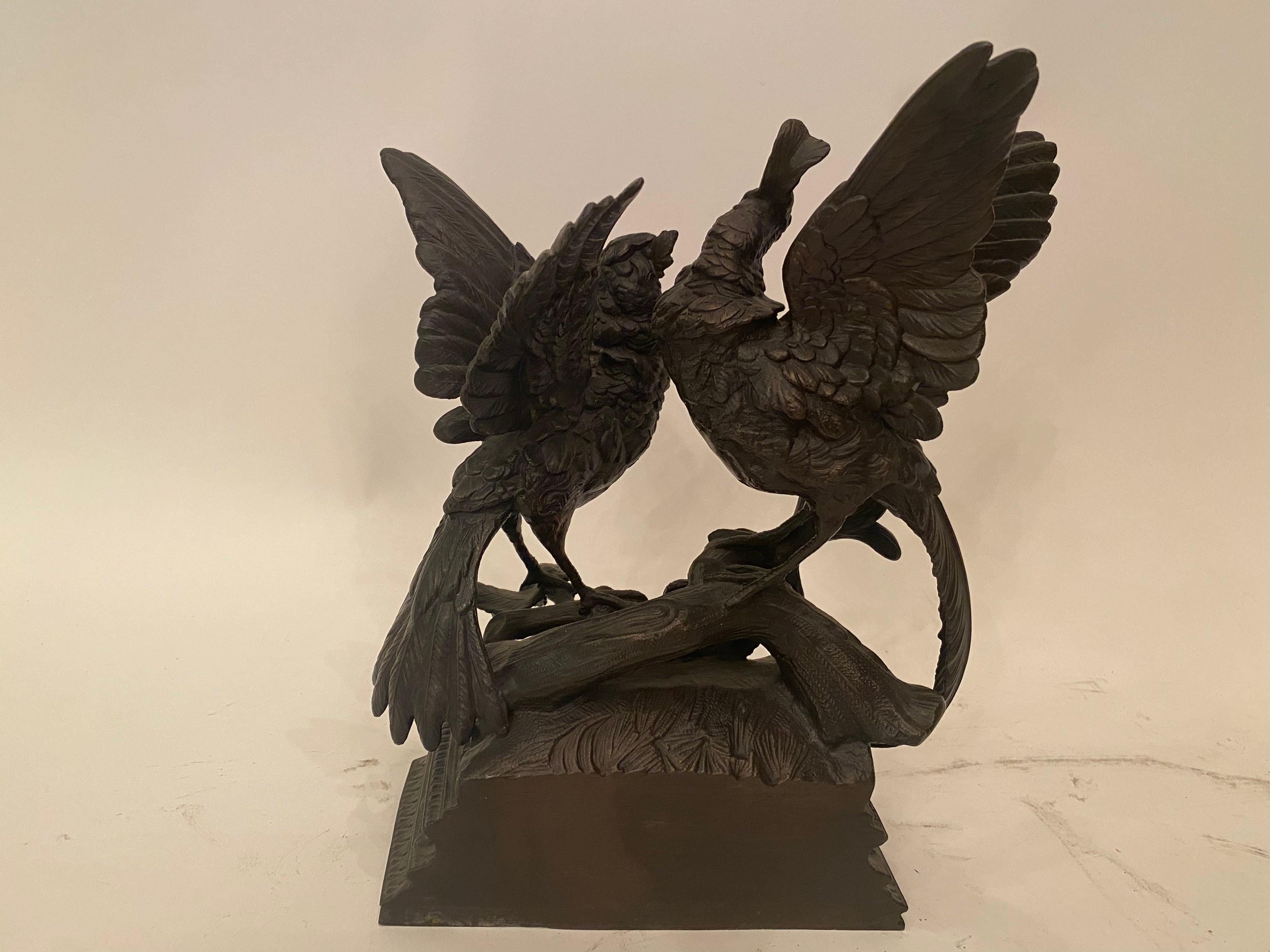 Bronzed Bronze Figure of Game Birds For Sale