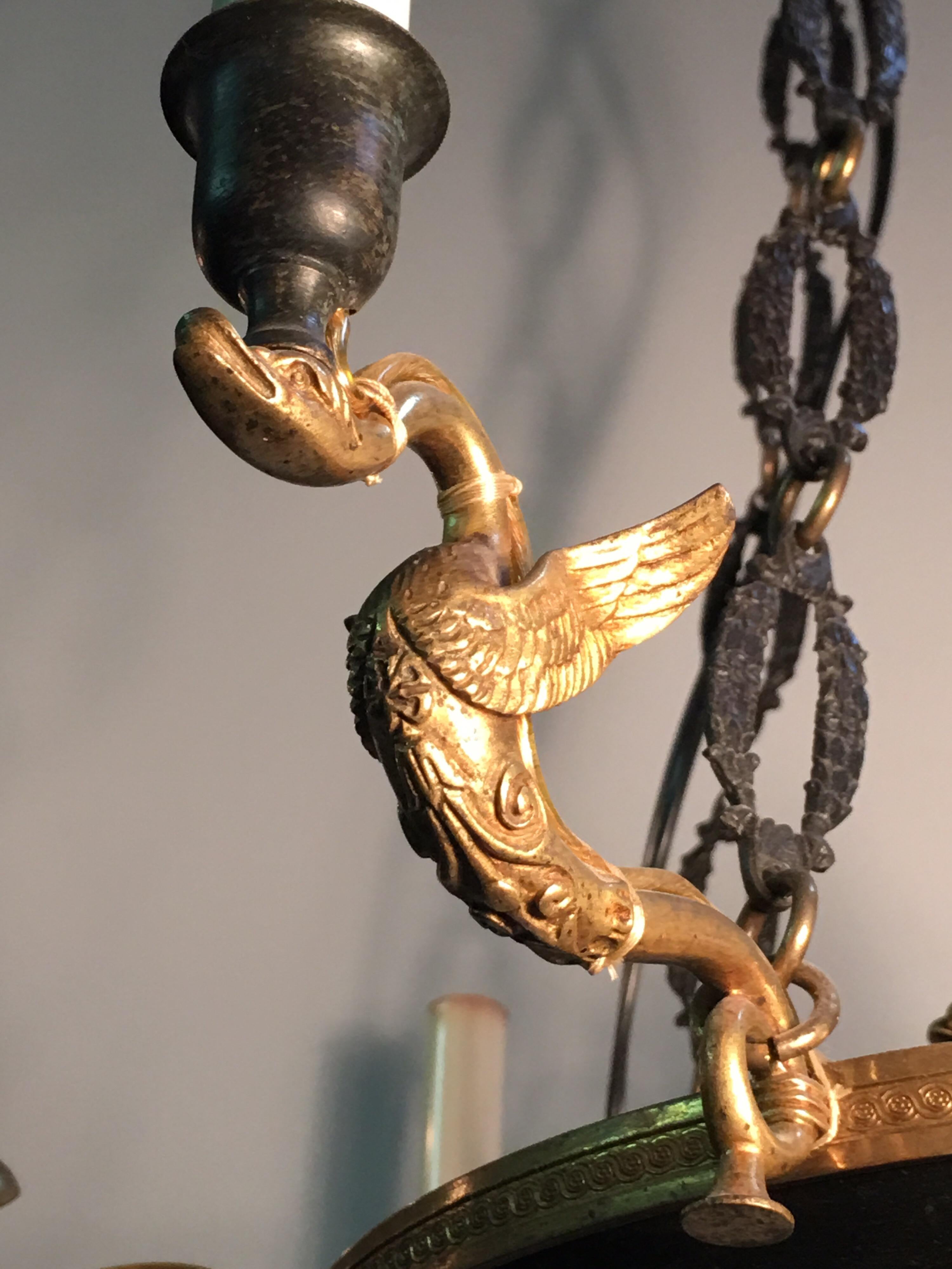 Bronze-Kronleuchter im französischen Empire-Stil im Angebot 6
